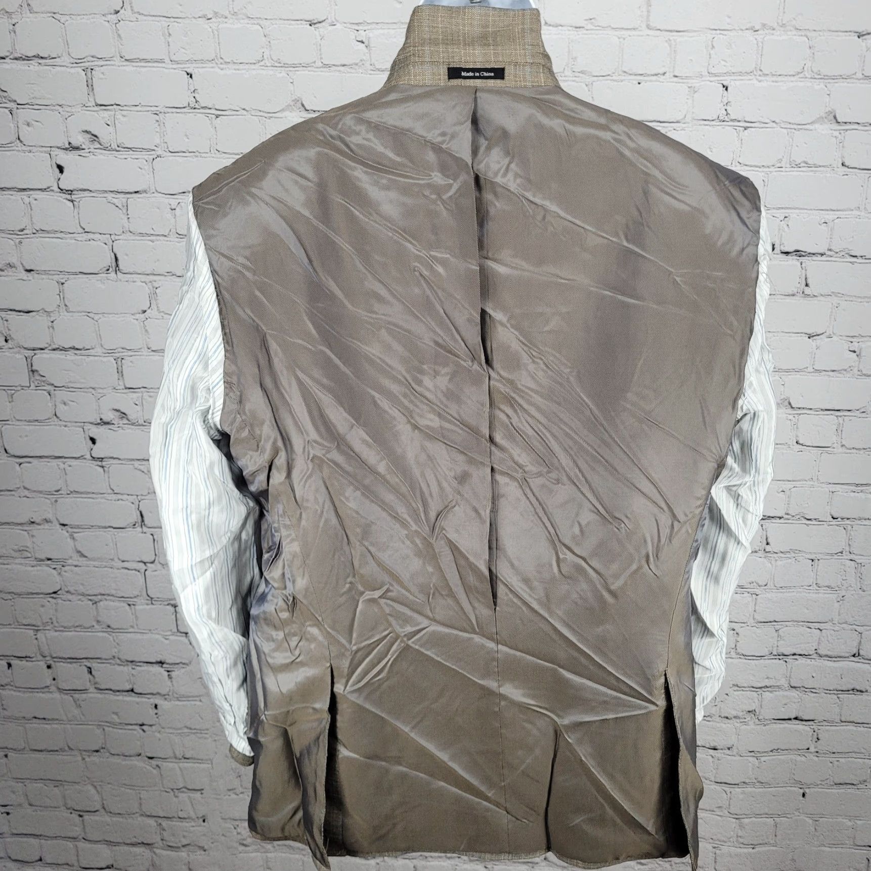 Pronto Uomo Pronto Uomo Sport Coat Jacket Brown Wool Blend Windowpane 2 Button Blazer 44L Mens Size 44R - 6 Thumbnail