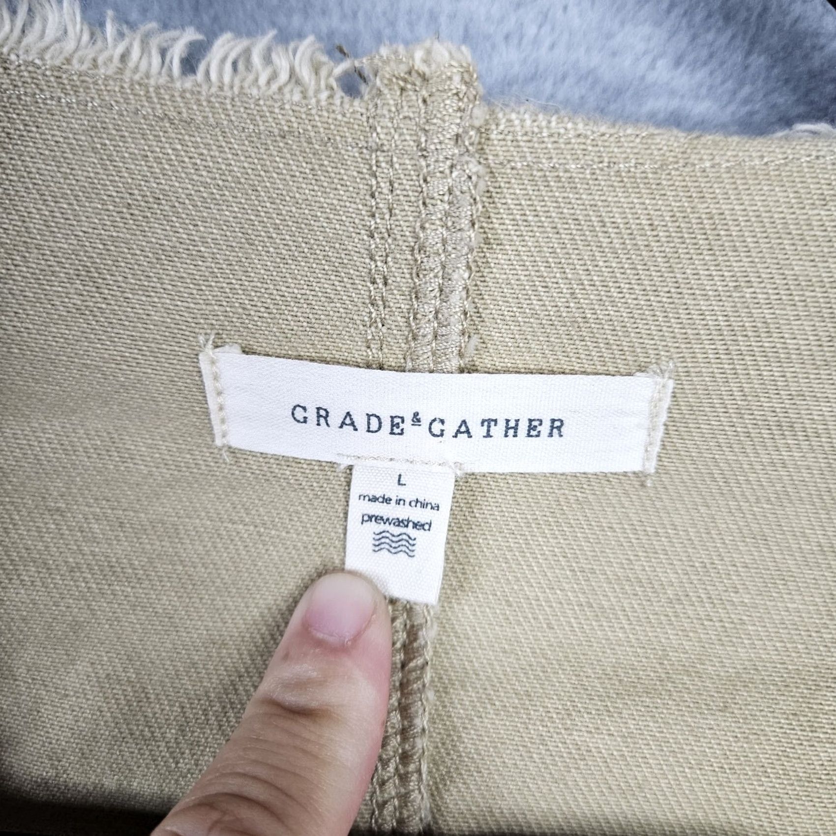 Denime Grade & Gather Jacket Women Open Front Beige Denim L Regular Size Beige Denim Jacket Size L / US 10 / IT 46 - 3 Thumbnail