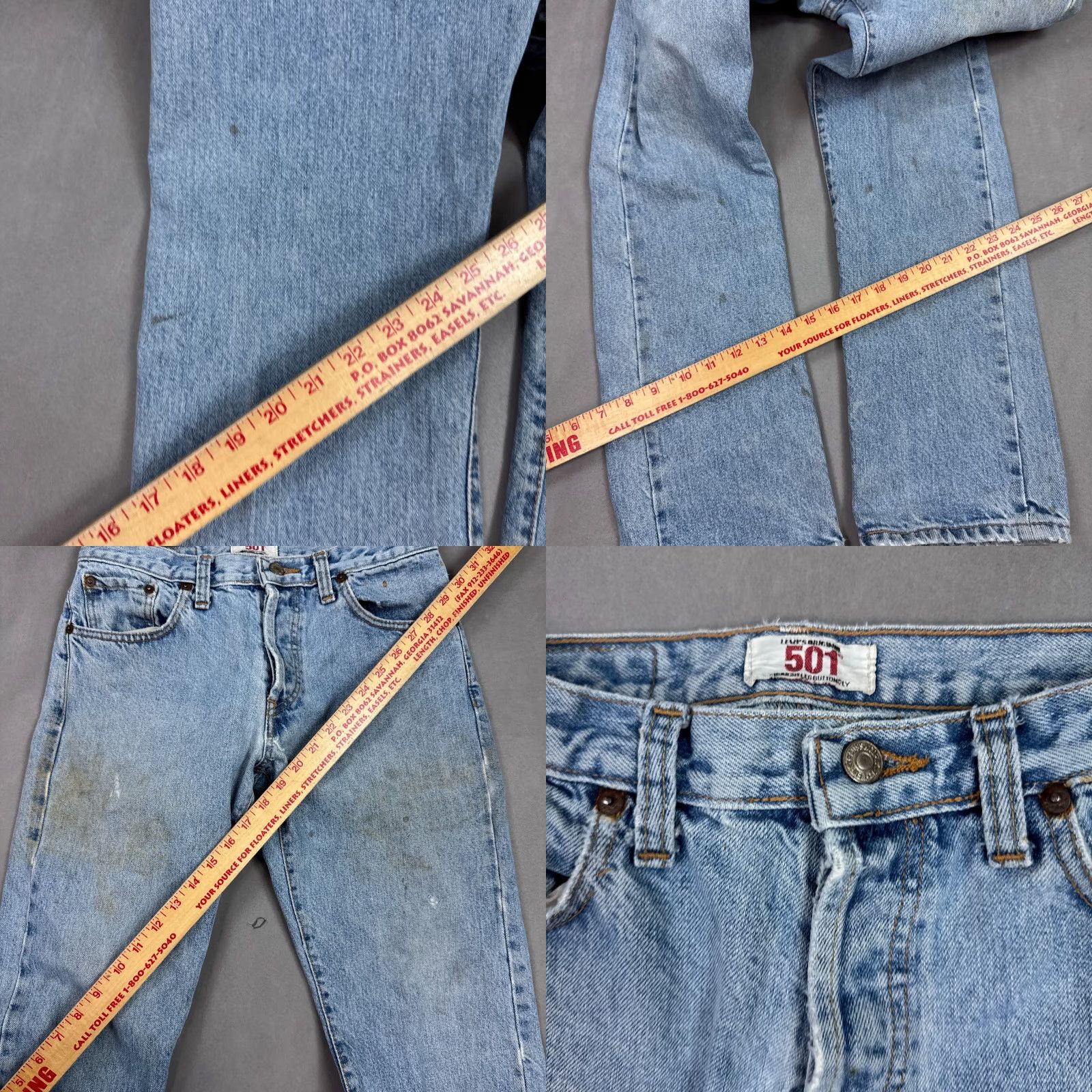 Levi's Levi's 501 Jeans Mens 30x32 Blue Button Fly Denim Pants Thrashed Destroyed Work Classic Straight Size US 30 / EU 46 - 8 Thumbnail