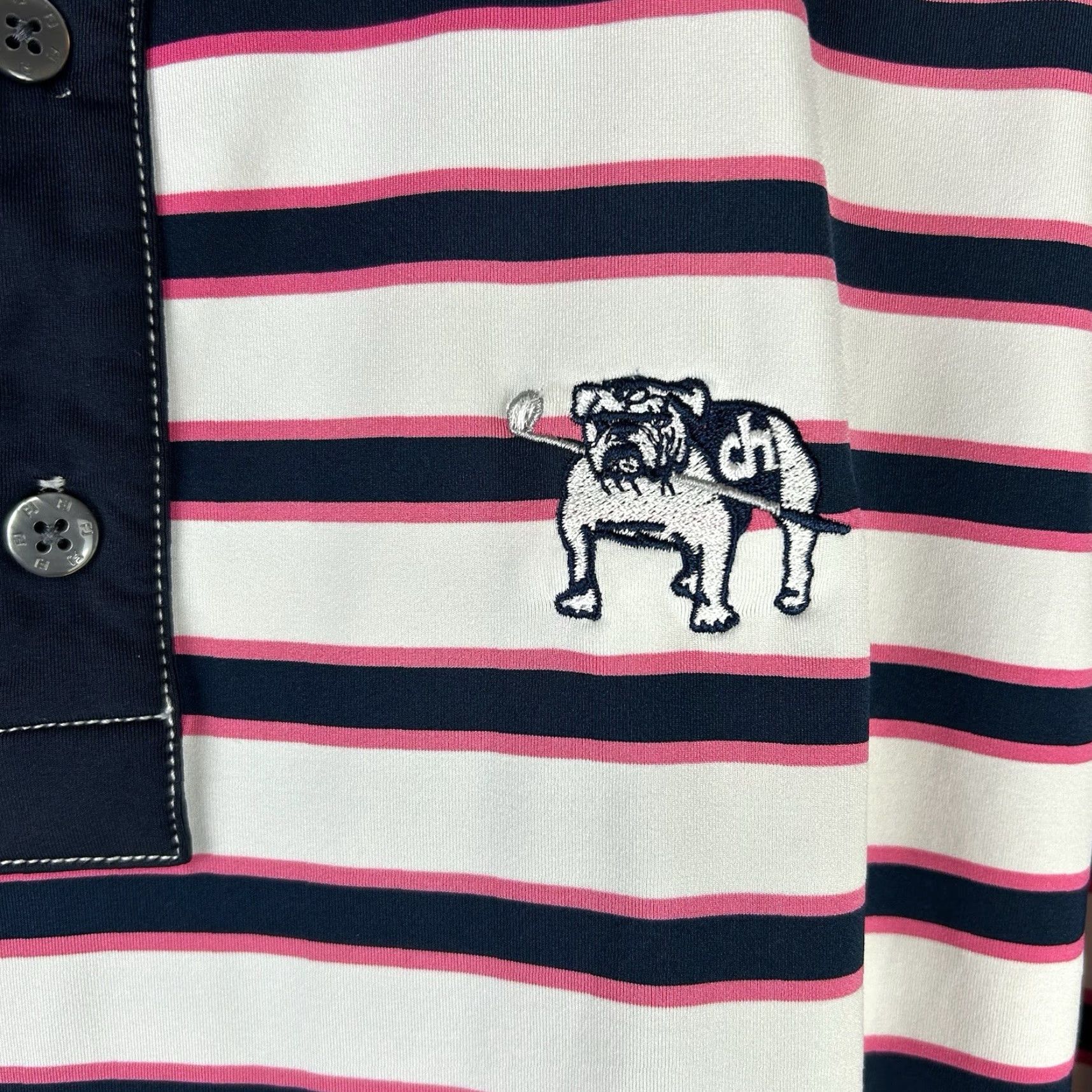 Footjoy FootJoy FJ Golf Stretch Polo Pink Blue Striped Short Sleeve Shirt Mens Medium Size US M / EU 48-50 / 2 - 3 Thumbnail