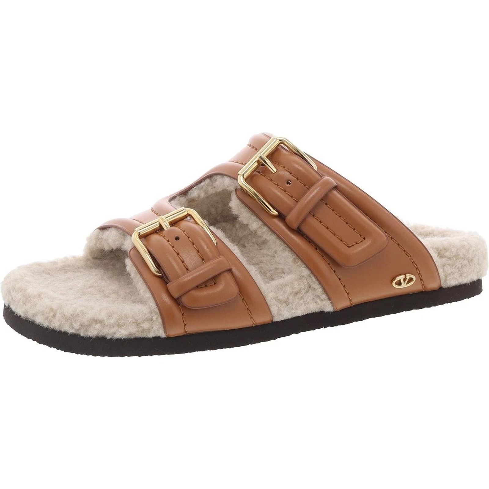 Valentino Valentino Garavani Leather Slide Sandals Almond EU37 US6.5 Size US 6.5 / IT 36.5 - 1 Thumbnail