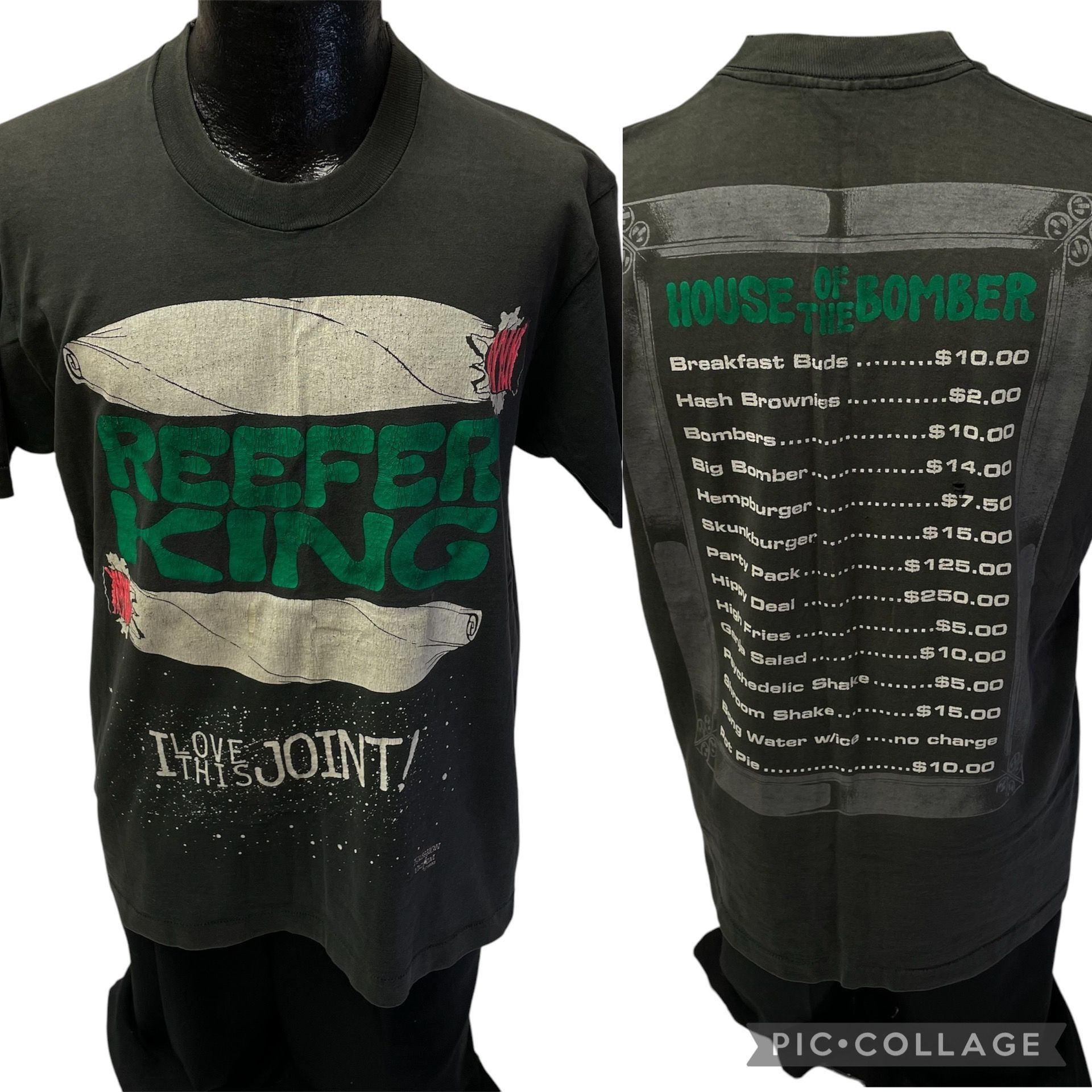 Fruit Of The Loom Vtg REEFER KING I Love This JOINT Pothead POT 1993 T Shirt Size US L / EU 52-54 / 3 - 2 Thumbnail