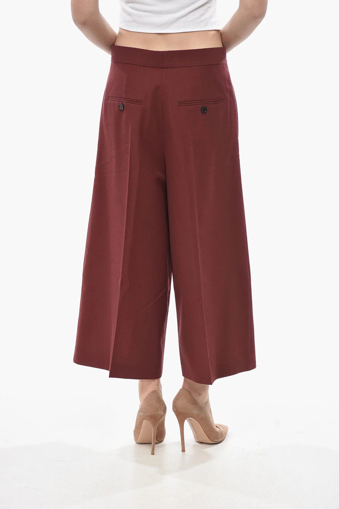 Marni og1mm0326 Cotton Gaucho Pant in Burgundy Size 28" / US 6 / IT 42 - 2 Thumbnail