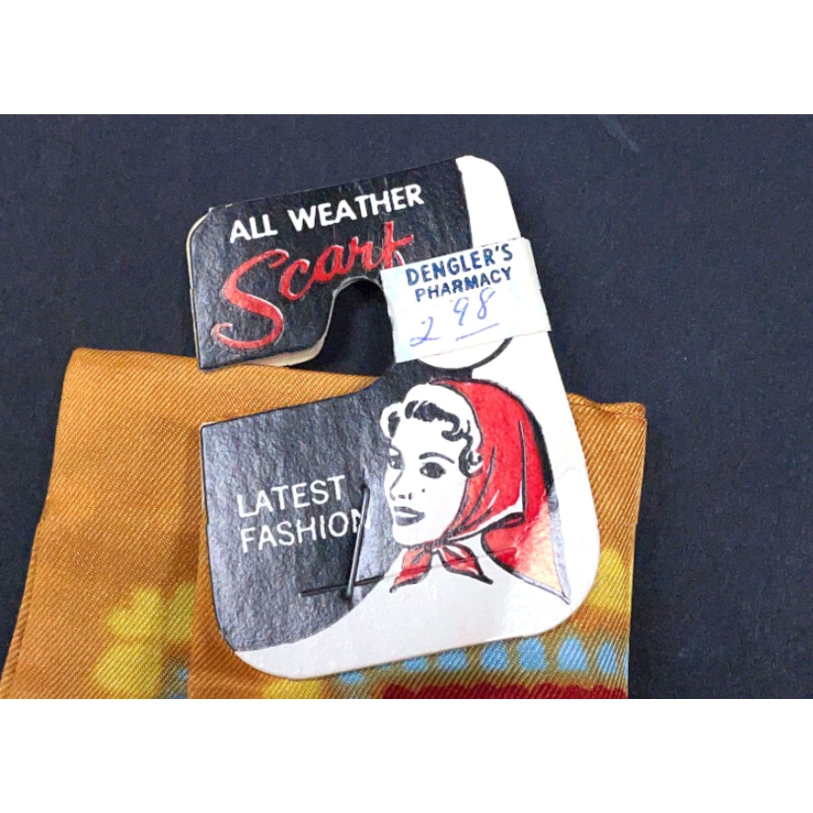 Atomic VINTAGE Another Hit All-Weather Scarf 1960s Geometric Print Red Mod Women 40" Size ONE SIZE - 3 Thumbnail