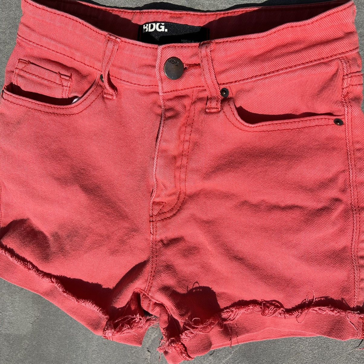 Bdg Salmon High Waist Stretch Denim Shorts Size 24" / US 00 / IT 34 - 4 Thumbnail