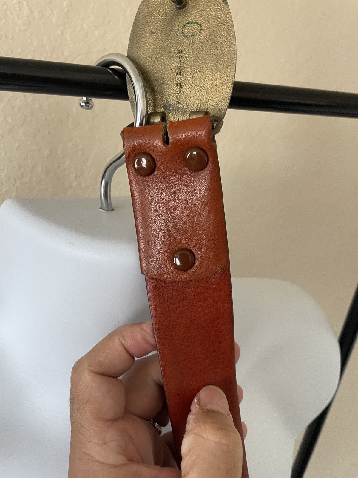 Genuine Leather Solid Brass Eagle Buckle Cowhide leather belt Size 36 - 6 Thumbnail
