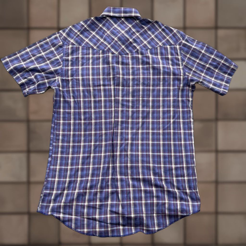 Wrangler Wrangler Shirt Mens XL Blue Plaid Western Pearl Snap Short Sleeve Casual Cowboy Size US XL / EU 56 / 4 - 1 Thumbnail