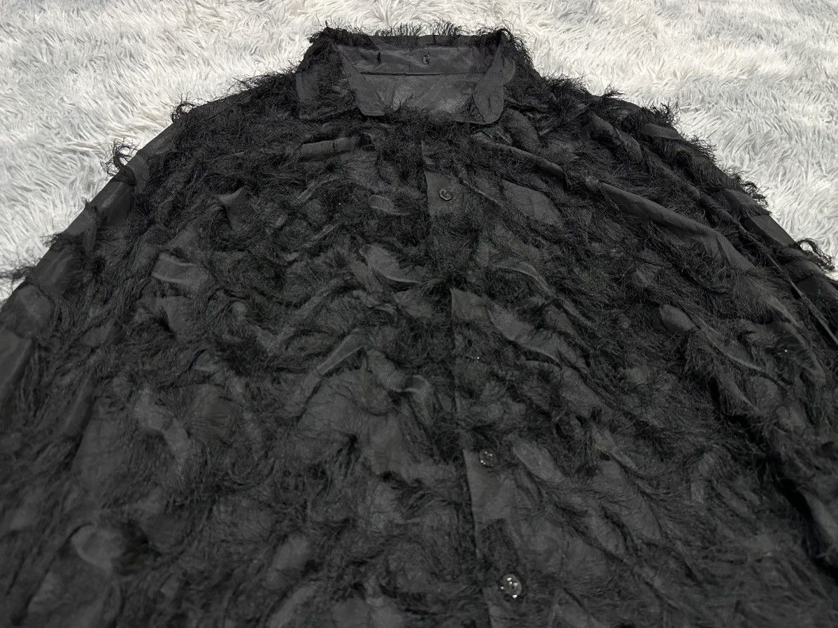 Japanese Brand 🔥Sick Y2K Japanese Black Fur Fringed Feather Shirt Goth Punk Size US XL / EU 56 / 4 - 2 Thumbnail