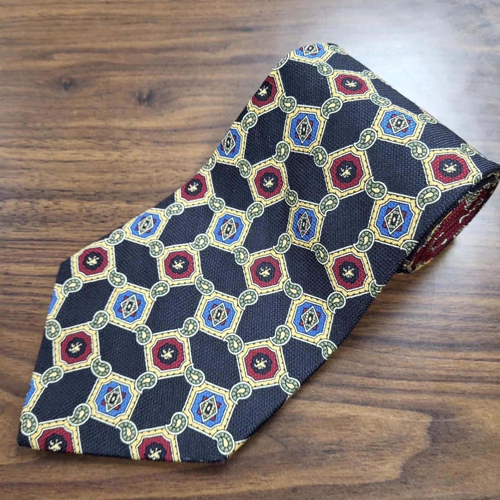Tommy Hilfiger Tommy Hilfiger Tie Men's Neck Red Blue Gold Geometric 100% Italian Silk Made USA Classic 57"-60" Multicolor Silk Size ONE SIZE - 2 Thumbnail