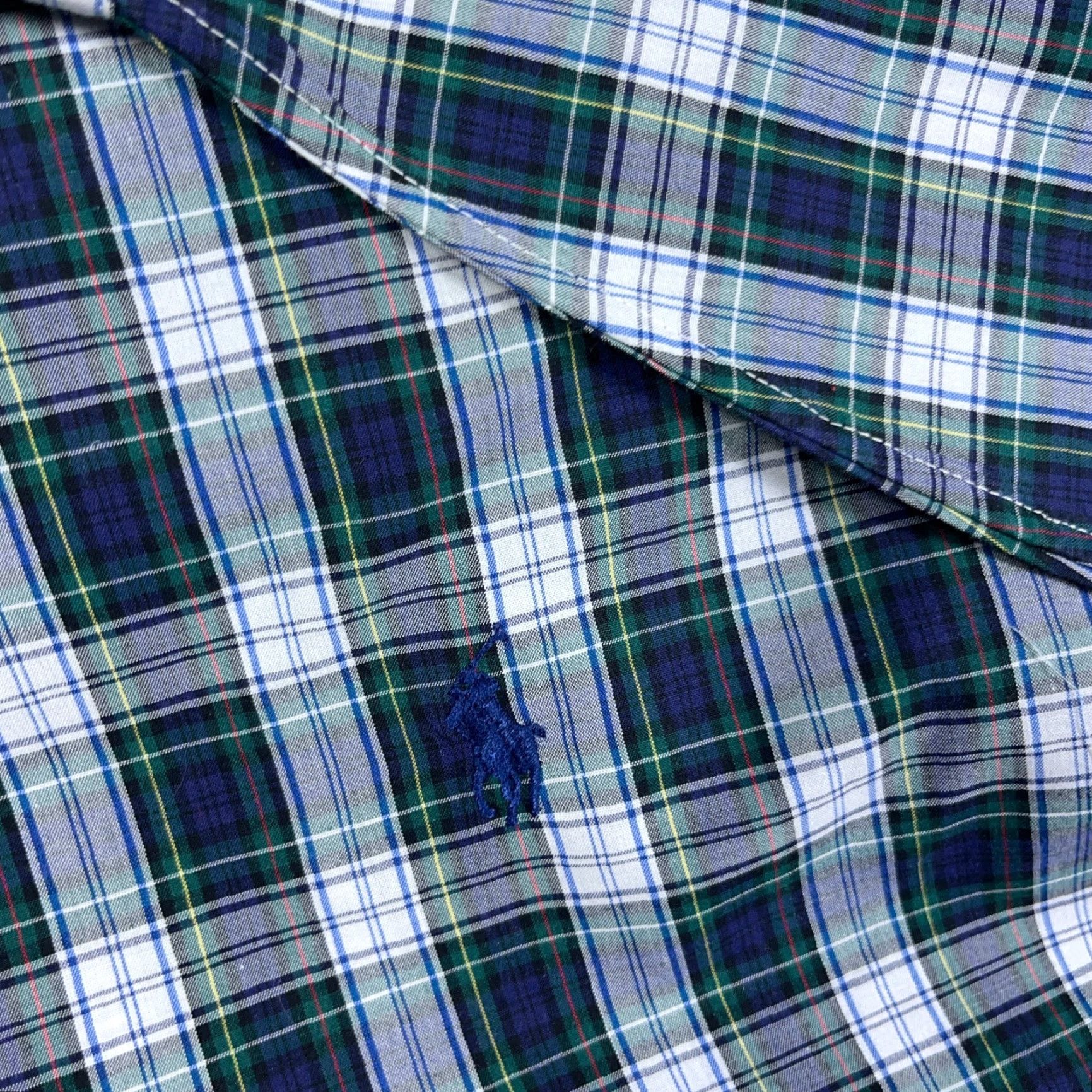 Ralph Lauren Ralph Lauren Shirt Men 3XB Big Blue Green Plaid Button Up Poplin Dress Pony Shirt Button-Up Big & Tall Mens Size 48R - 3 Thumbnail