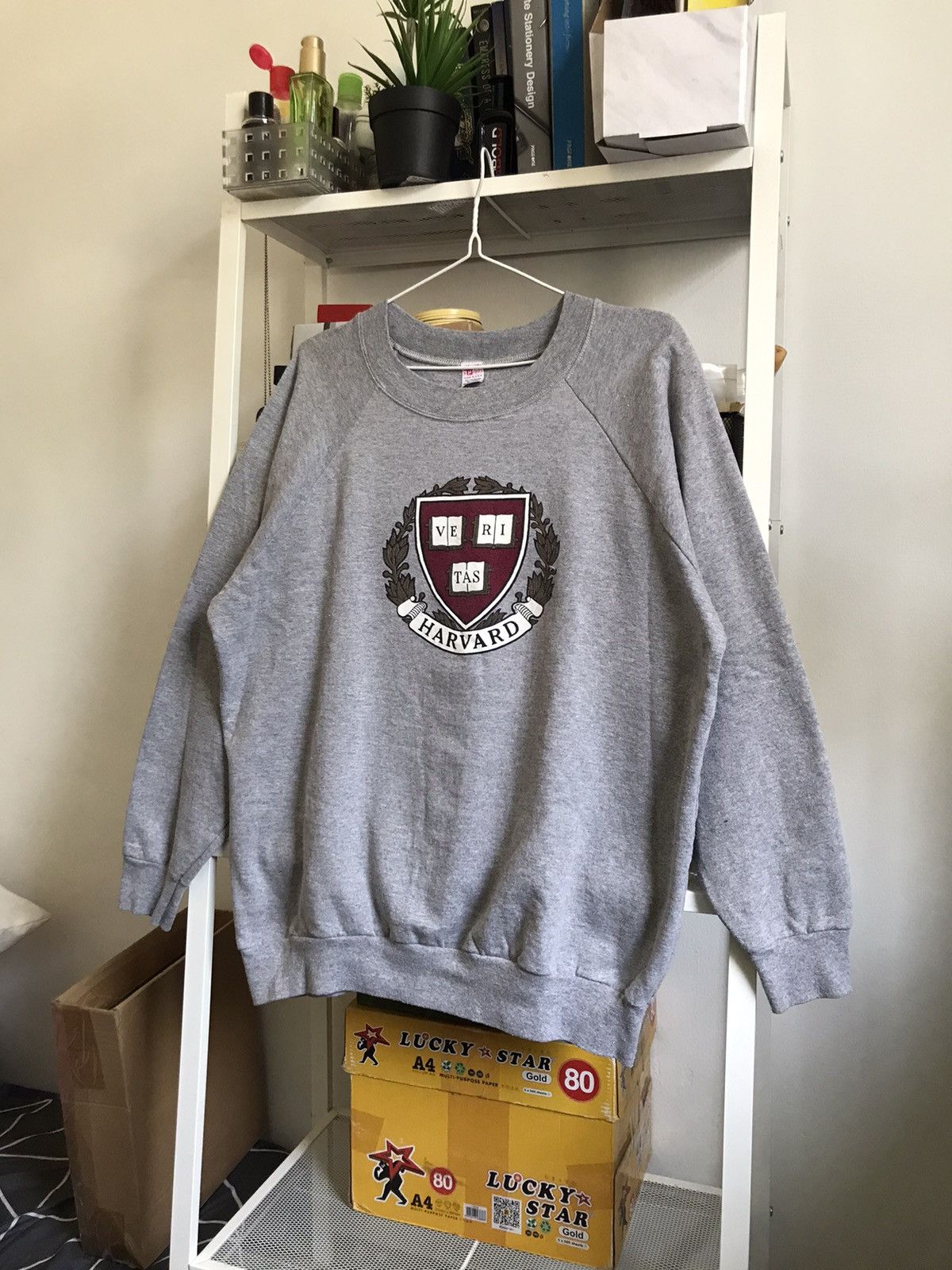 image of Vintage Harvard University Sweatshirt in Grey, Women's (Size XL)