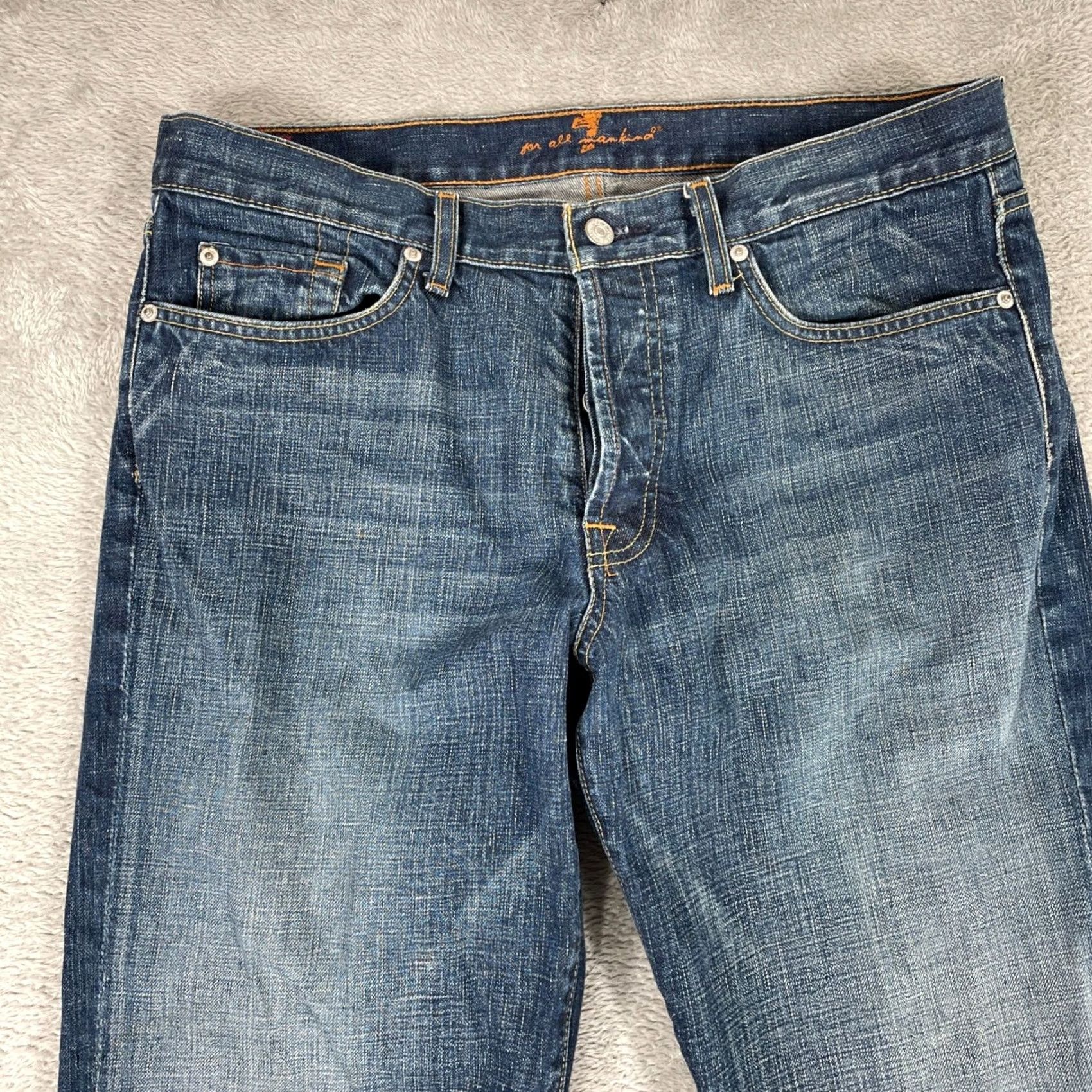 7 For All Mankind 7 For All Mankind Jeans Mens 34x29 Blue Straight Leg Denim Button Fly Y2K Size US 34 / EU 50 - 4 Thumbnail