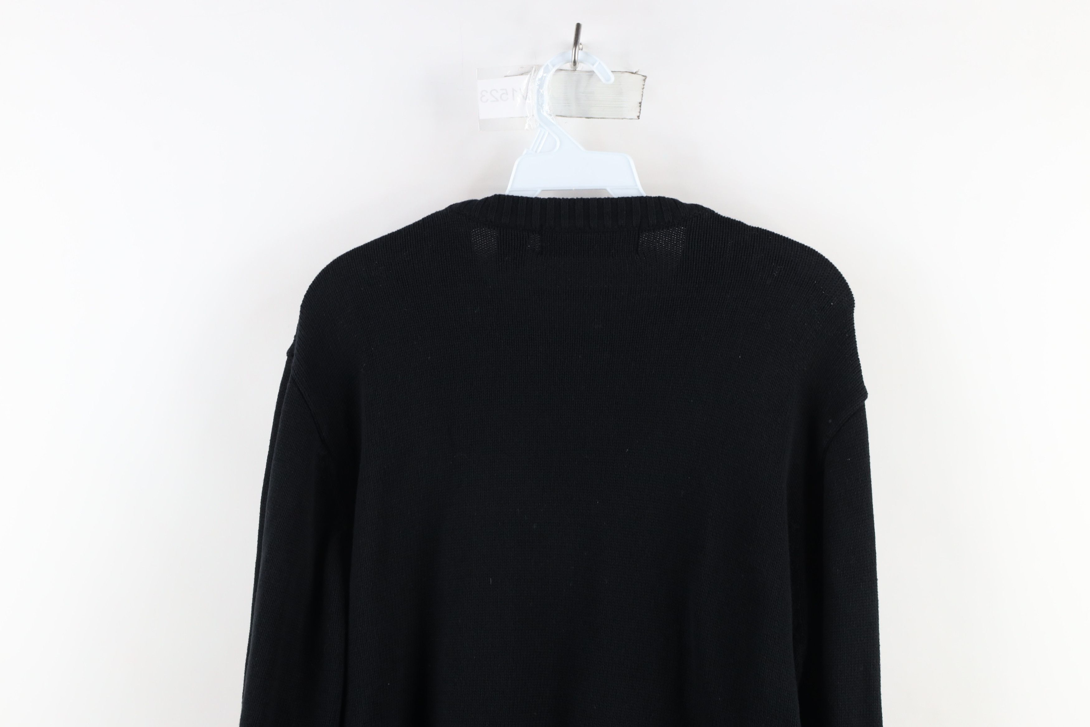 Vintage Vintage 90s Streetwear Cable Knit Crewneck Sweater Black Size US L / EU 52-54 / 3 - 6 Thumbnail
