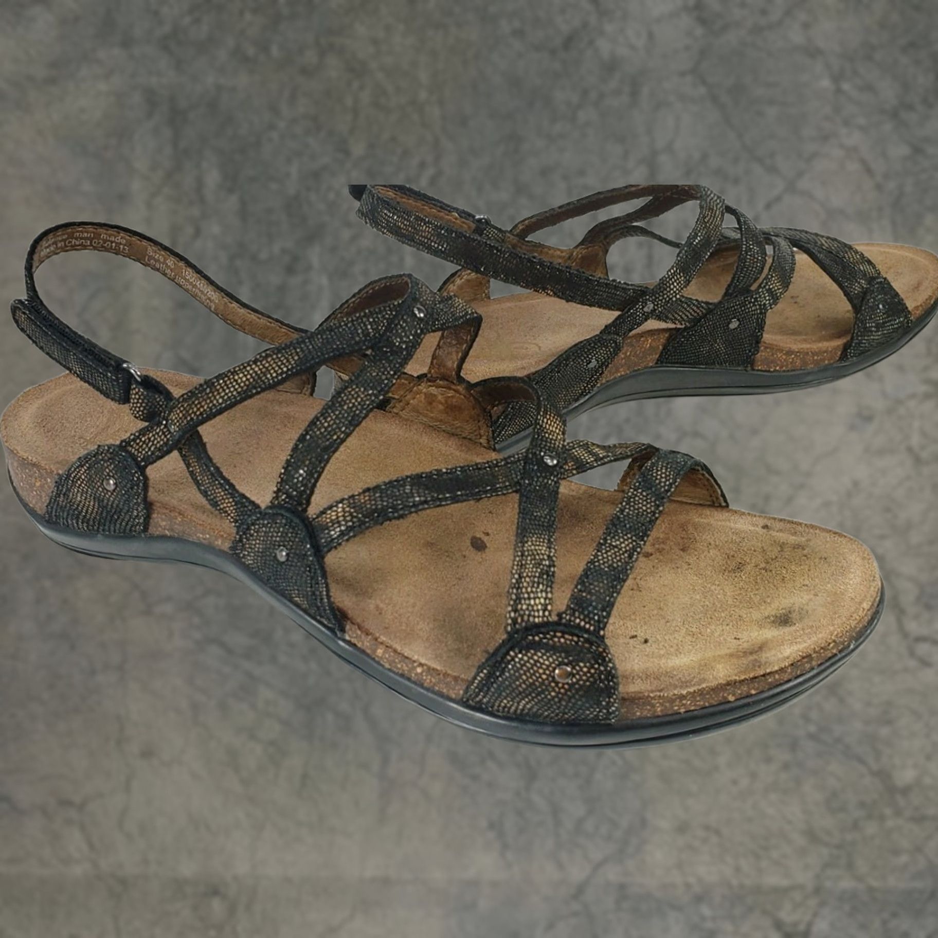 Dansko Dansko Jovie Slingback Flats Sandals Black Leather Strappy Hook & Loop Casual Womens 1500450200 40/US9 Size US 9 / IT 39 - 1 Thumbnail