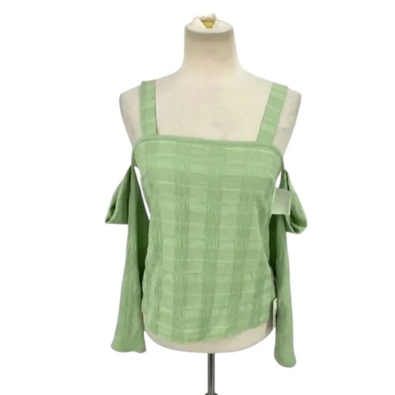 Topshop TopShop Cold Shoulder Top Sage Green Size 4 NWOT $48 MSRP Size S / US 4 / IT 40 - 2 Thumbnail