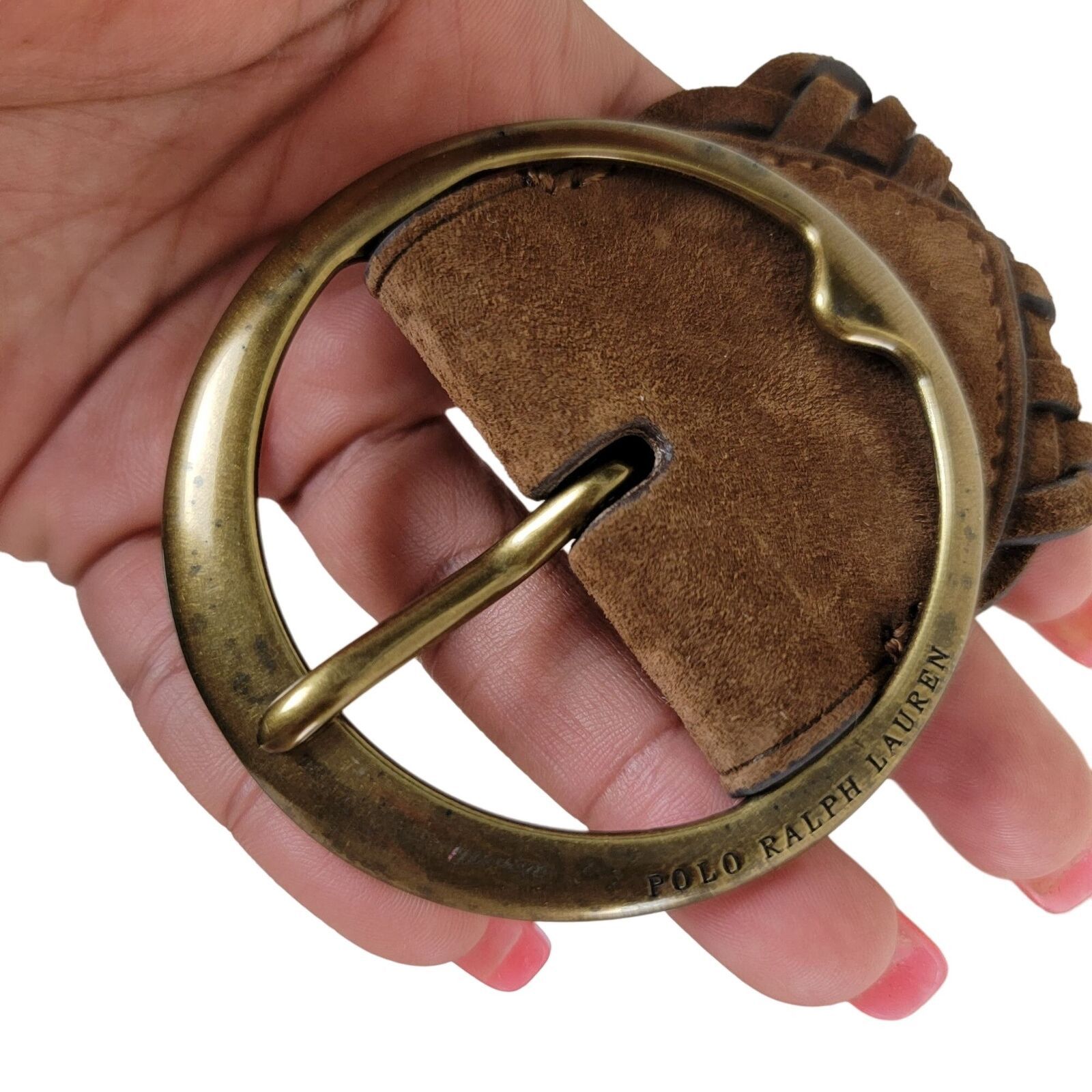 Polo Ralph Lauren Polo Ralph Lauren Woven Suede Leather Belt Brass Buckle Size ONE SIZE - 5 Thumbnail