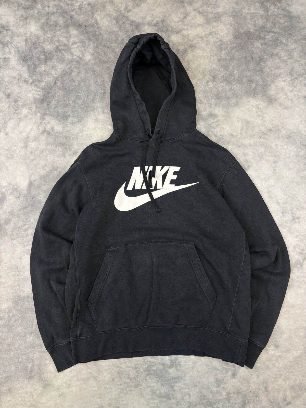 Nike × Vintage Vintage Nike Black Big Logo Hoodie Drip Drill y2k skateboard Size US M / EU 48-50 / 2 - 1 Thumbnail