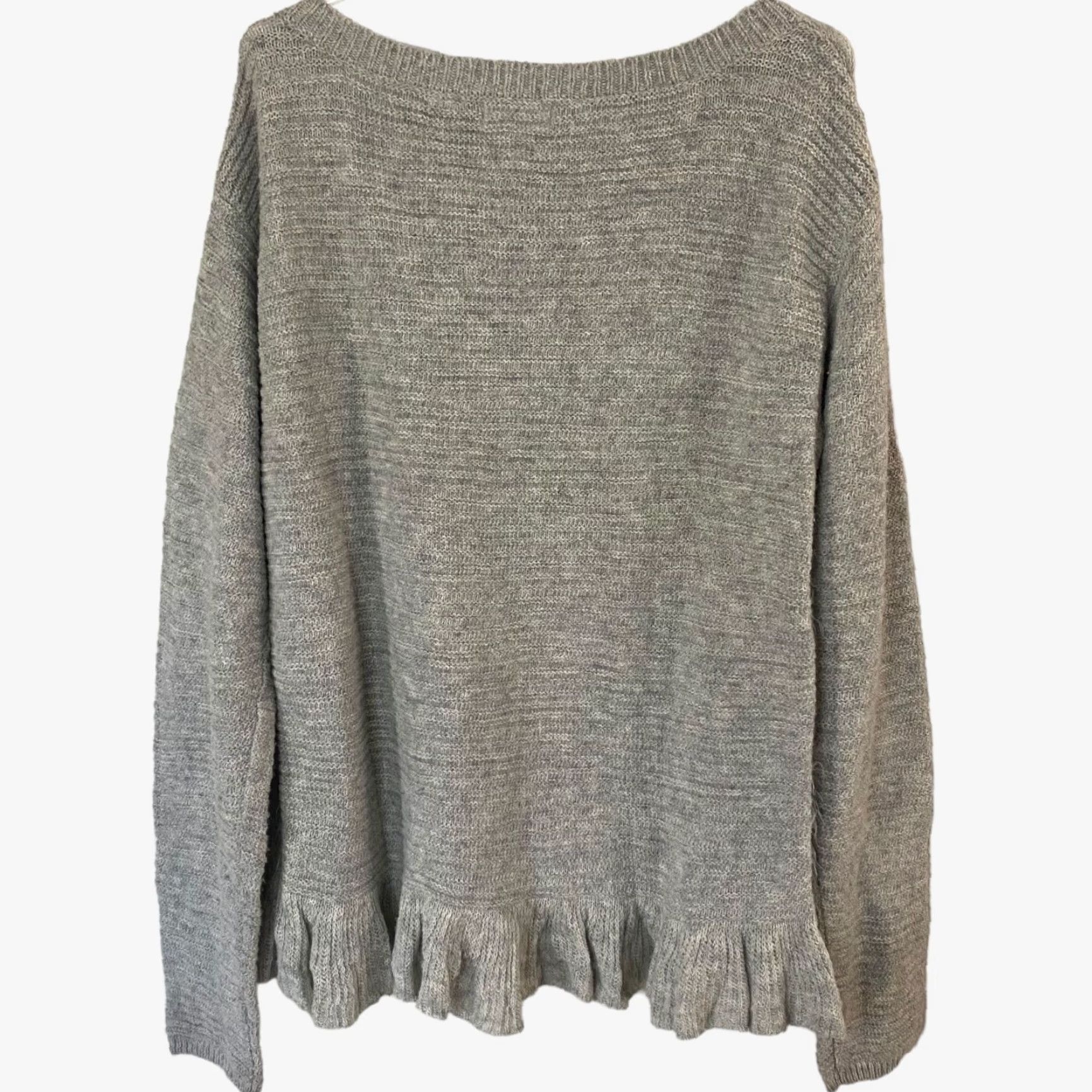 Anthropologie VINTAGE Anthropologie Sleeping On Snow Ruffled Nuvola Sweater Women XL Gray Wool Pullover 90s Size XL / US 12-14 / IT 48-50 - 4 Thumbnail