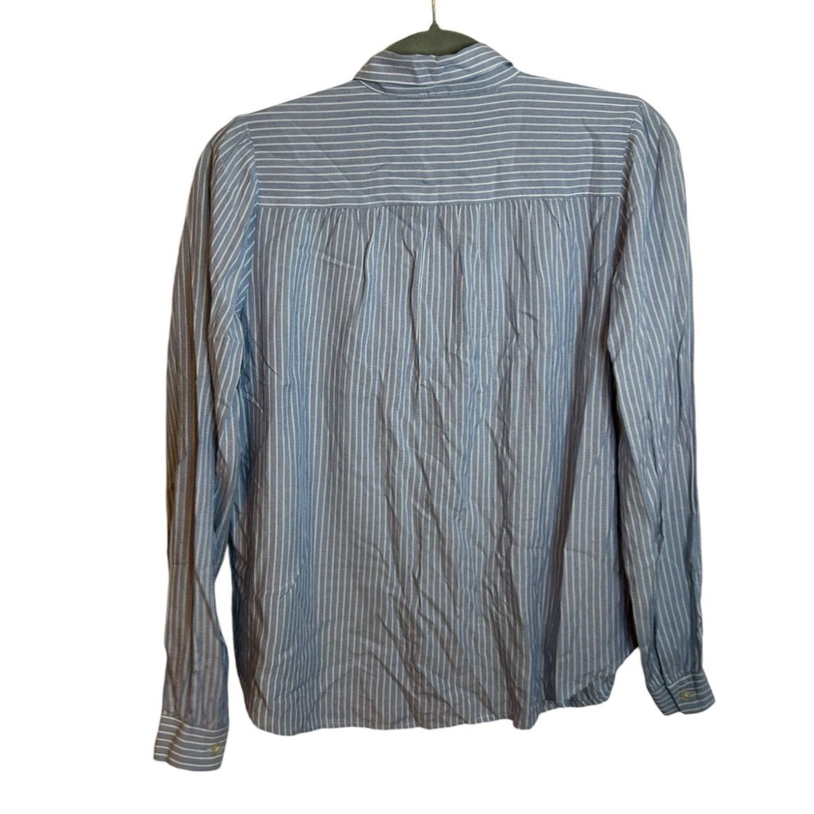 Loft Loft Baby Blue Striped Puff Sleeve Button Down Size S / US 4 / IT 40 - 2 Thumbnail