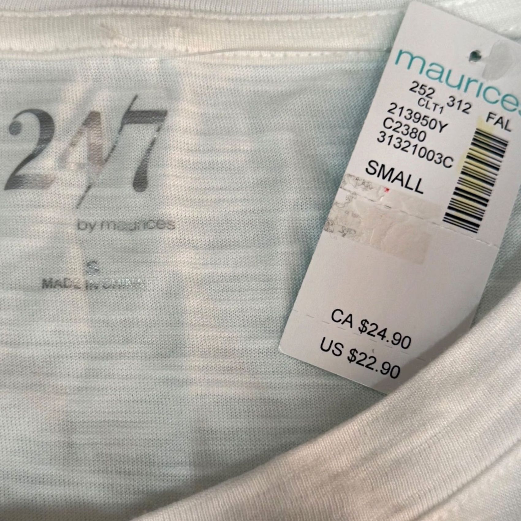 Vintage NWT Maurices 24/7 Striped Drop Shoulder Tee Shirt Cotton Modal Nautical Crew Neck Short Sleeve White Navy Womens Small Size S / US 4 / IT 40 - 5 Thumbnail