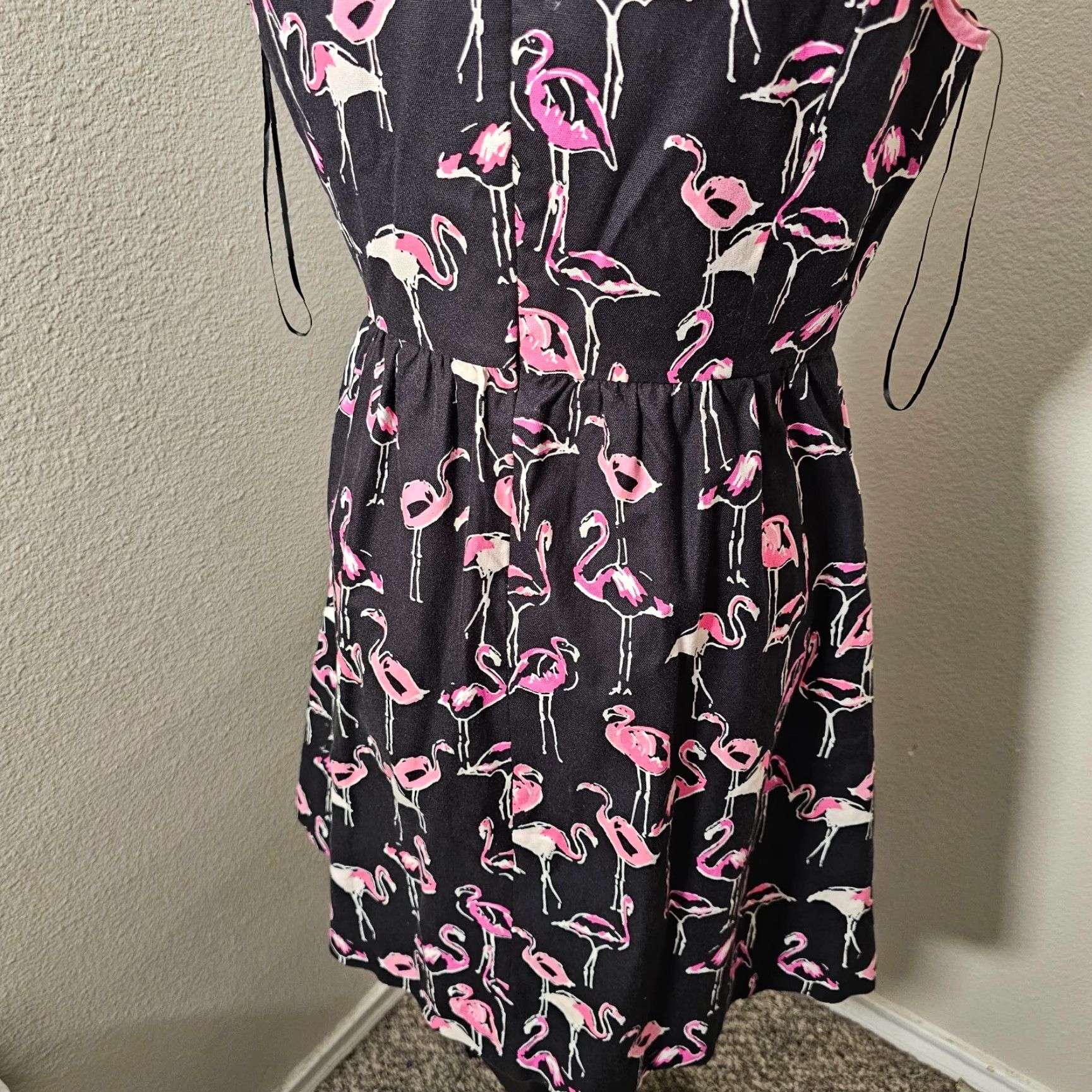 Vintage Crown And Ivy Size 6 Navy Tropical Dress Flaming Print Sleeveless Zip Back Fashion Shirt Dress Knee Length Black 6 Sleeveless Zip Crown And Ivy Size M / US 6-8 / IT 42-44 - 6 Thumbnail