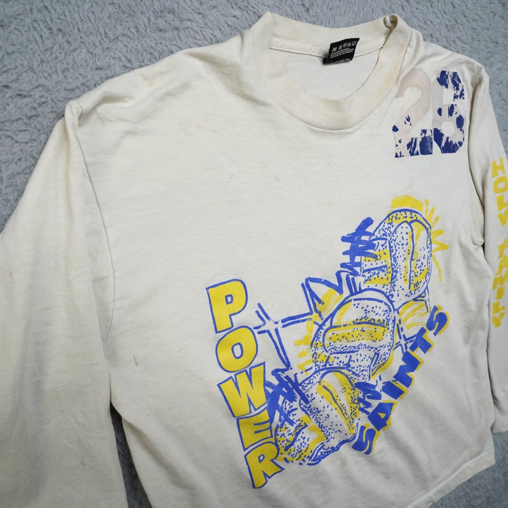 Fruit Of The Loom VINTAGE Fruit of the Loom Shirt Mens L 90s White Cotton Crew Neck Short Sleeve Football Jesus Volley Ball - 1990s Size US L / EU 52-54 / 3 - 3 Thumbnail