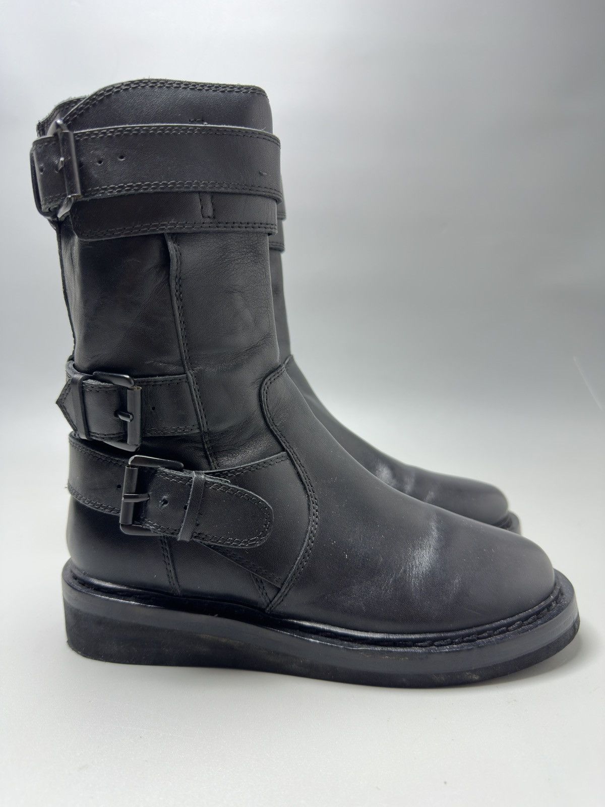 Ann Demeulemeester Ann Demeulemeester— Leather Moto Biker Boots Size US 5 / IT 35 - 2 Thumbnail