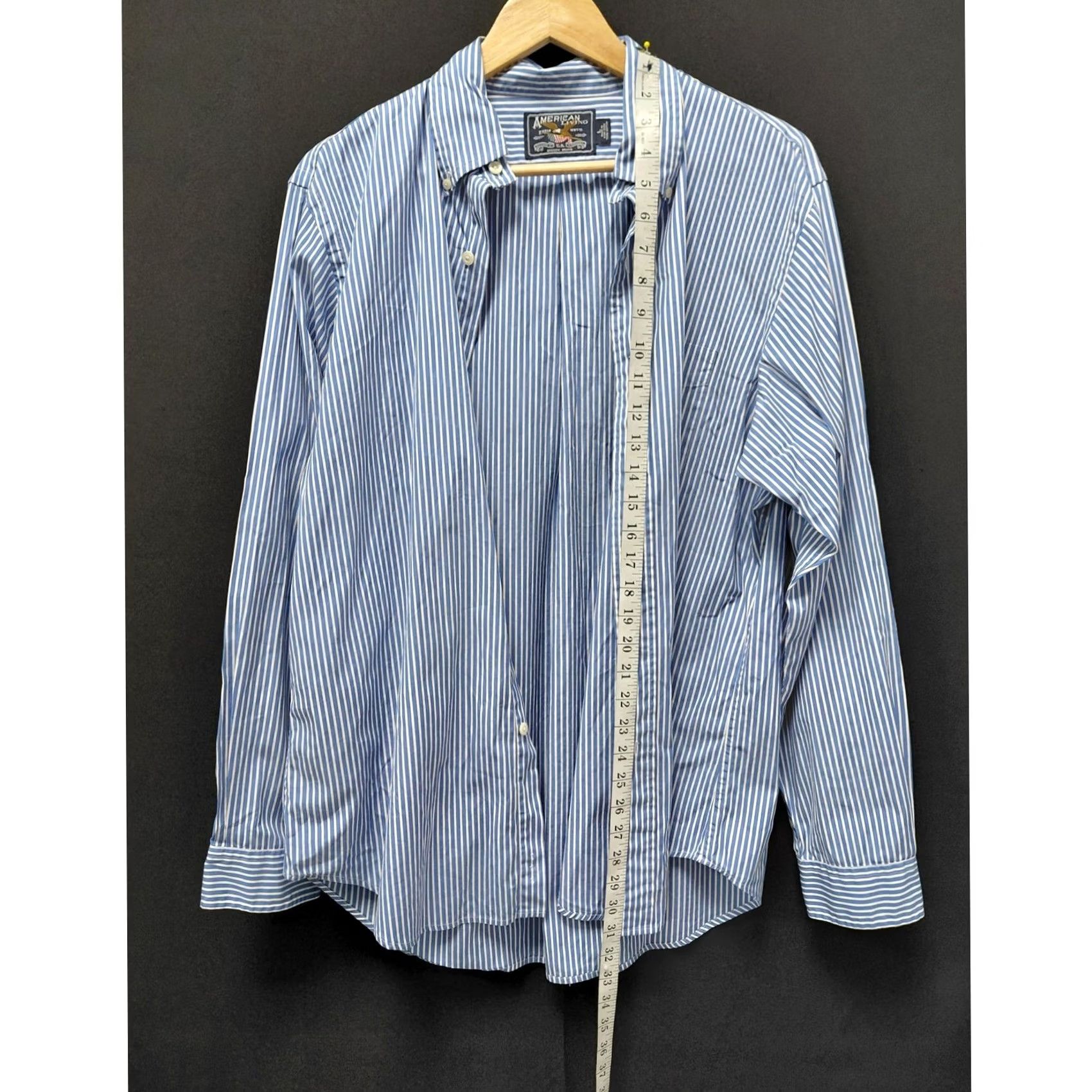 Vintage American Living Blue Striped Button-Up Shirt Long Sleeve Knit Men Size L Size US L / EU 52-54 / 3 - 6 Thumbnail
