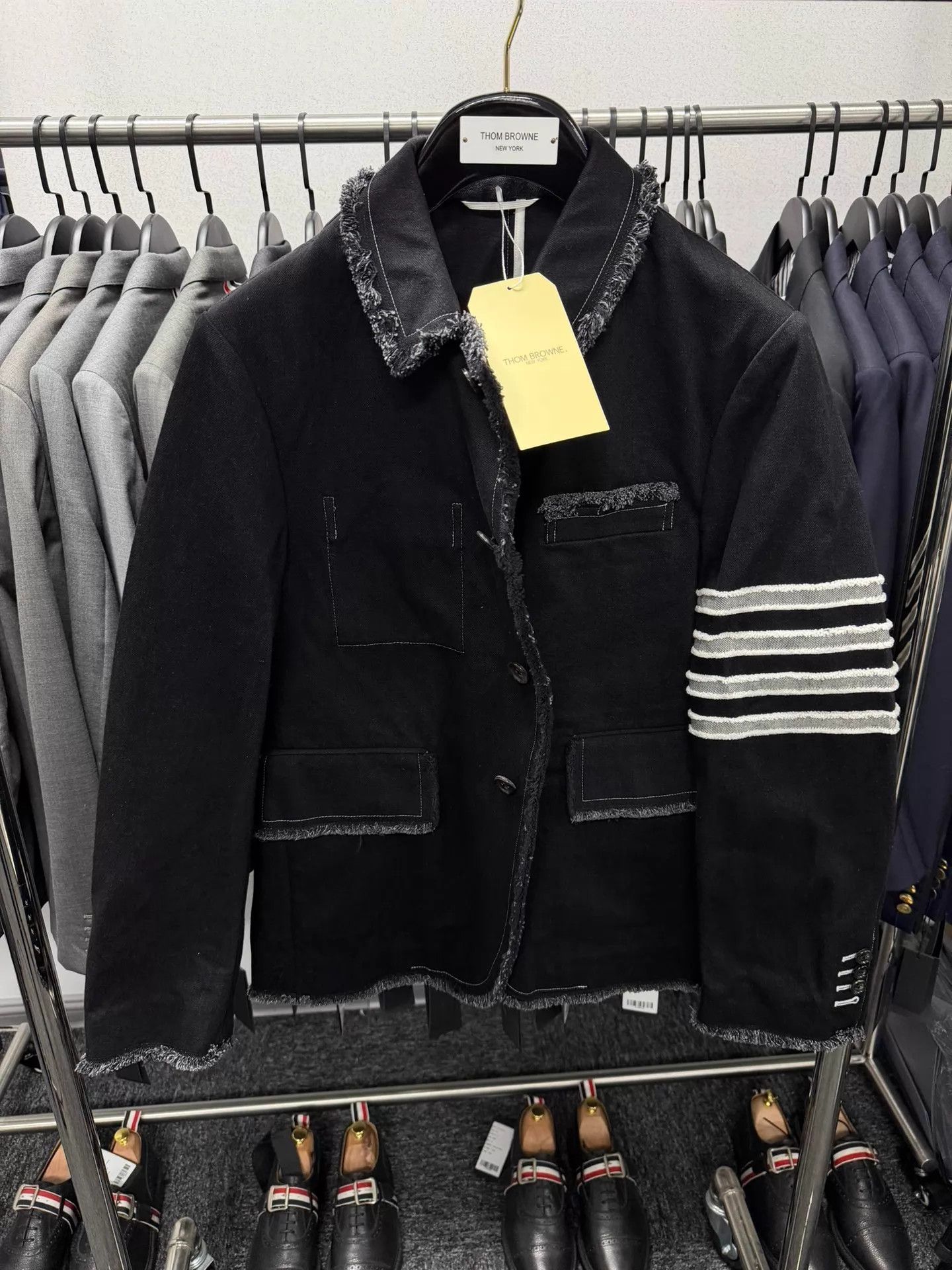 Thom Browne Thom Browne Men's 4-Bar Denim Jacket Black Rare Size US S / EU 44-46 / 1 - 1 Thumbnail