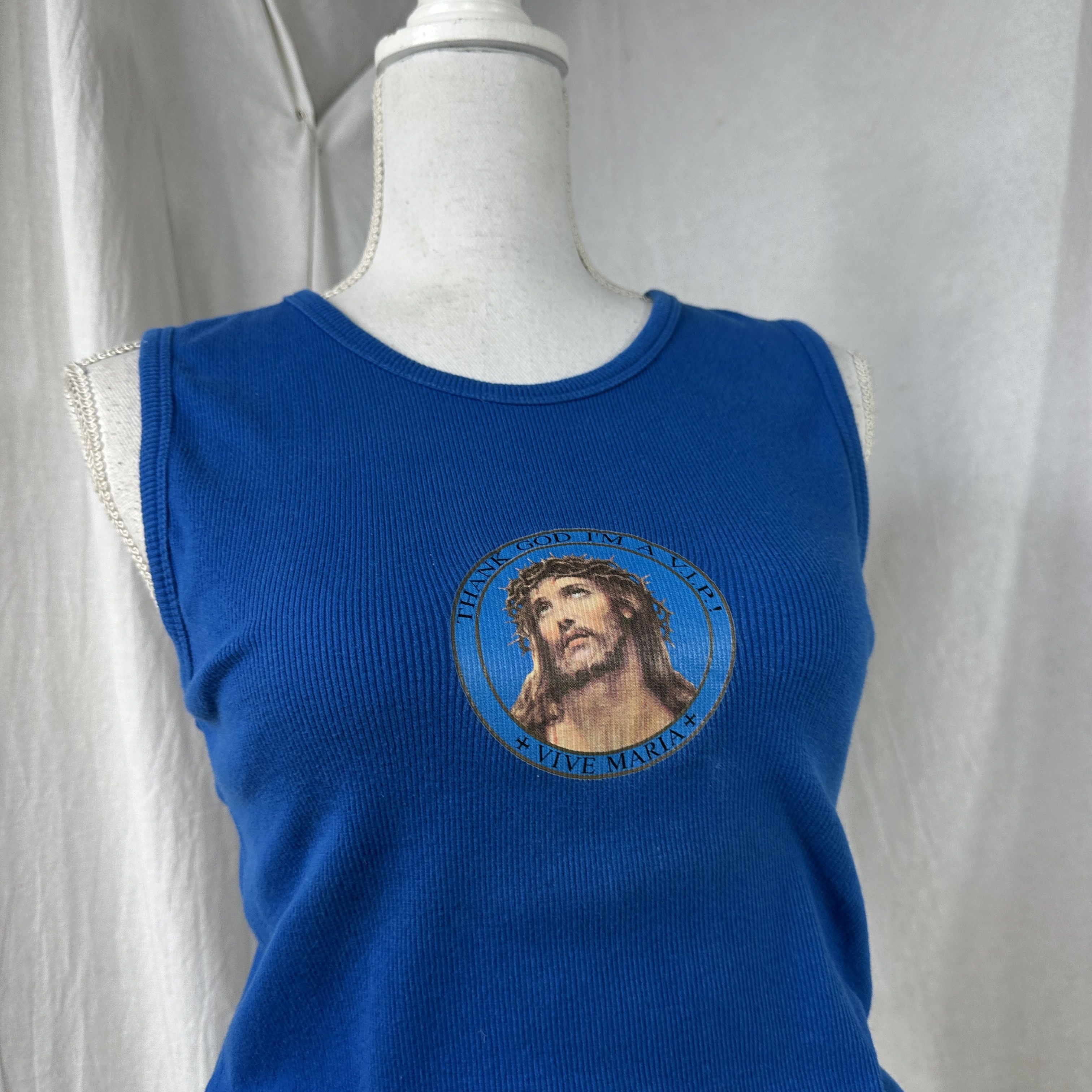 Vintage Vintage 00s Vive Maria Thank God Im a VIP Ribbed Tant Top Size L / US 10 / IT 46 - 5 Thumbnail