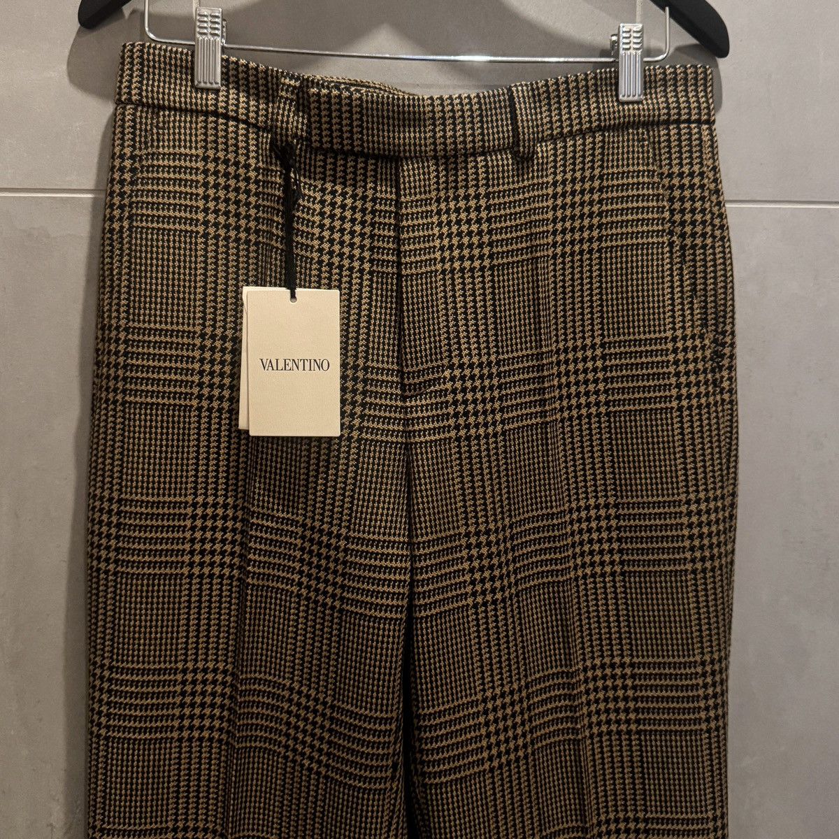 Valentino Wool Trousers with Glen Plaid Pattern and Turn-ups Size US 30 / EU 46 - 2 Thumbnail