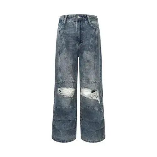 Jean Distressed Wide Leg Jeans Size US 33 - 6 Thumbnail