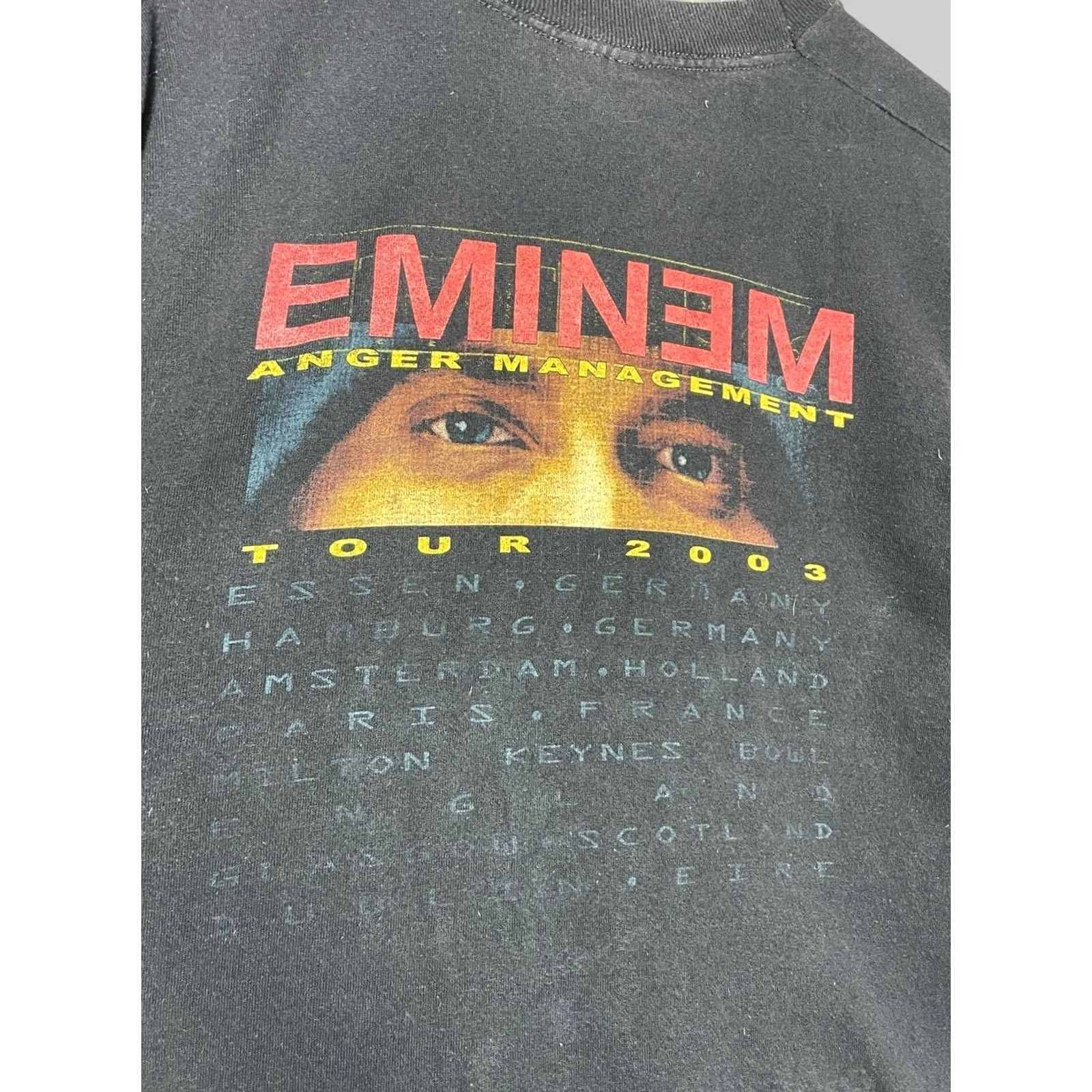 Vintage Eminem Tour 2003 Vintage T-Shirt Mens M Black Cotton Crew Neck Short Sleeve Logo 90s Hip Hop Music Size US M / EU 48-50 / 2 - 7 Thumbnail