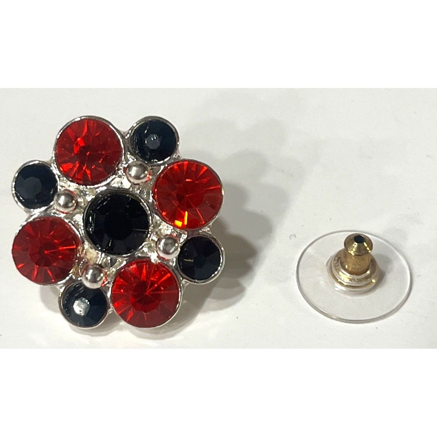 Other Style & Co. Red & Black Crystal Flower Stud Earrings Size ONE SIZE - 6 Thumbnail