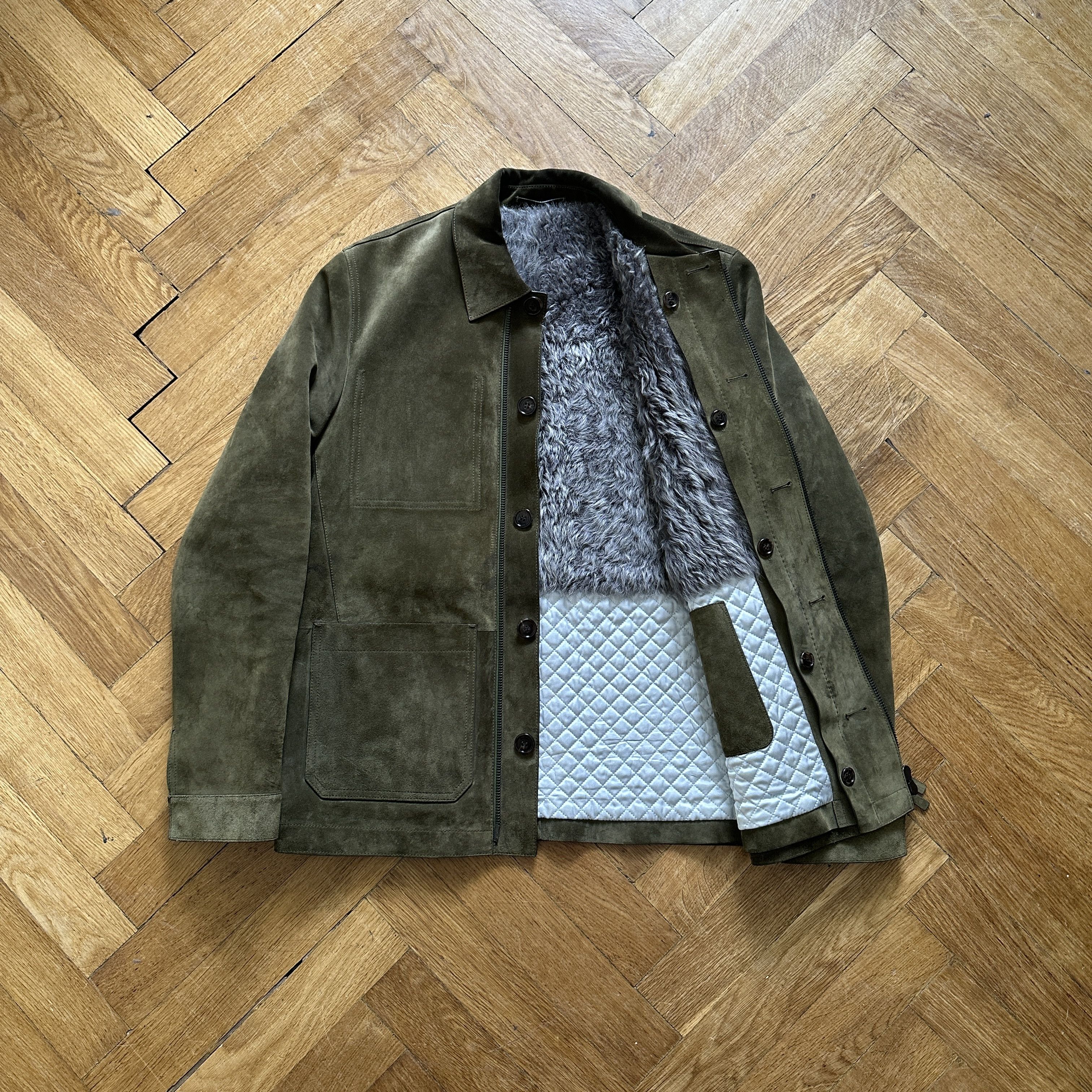Berluti FW18 Khaki Suede Jacket with Removable Fur Vest Size US S / EU 44-46 / 1 - 3 Thumbnail