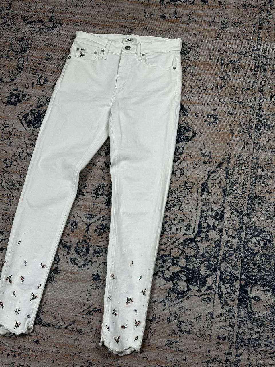 Polo Ralph Lauren Vintage Ralph Lauren White Rare Embroedered Jeans Size 27" / US 4 / IT 40 - 1 Thumbnail