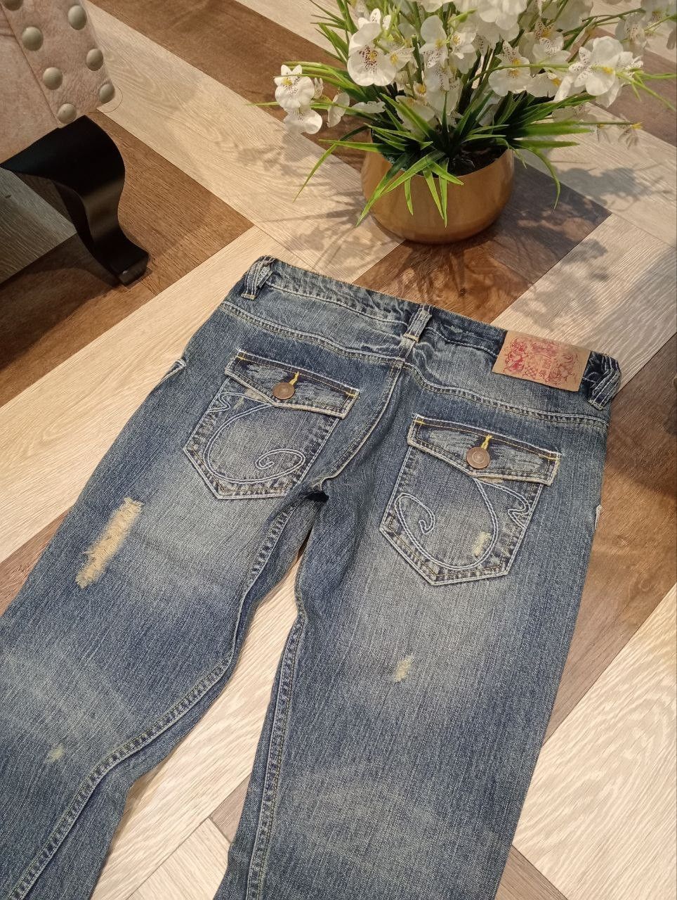 Japanese Brand CASVA BLUE DISTRESSED BLUE DENIM FLARED PANTS Size US 33 - 8 Thumbnail