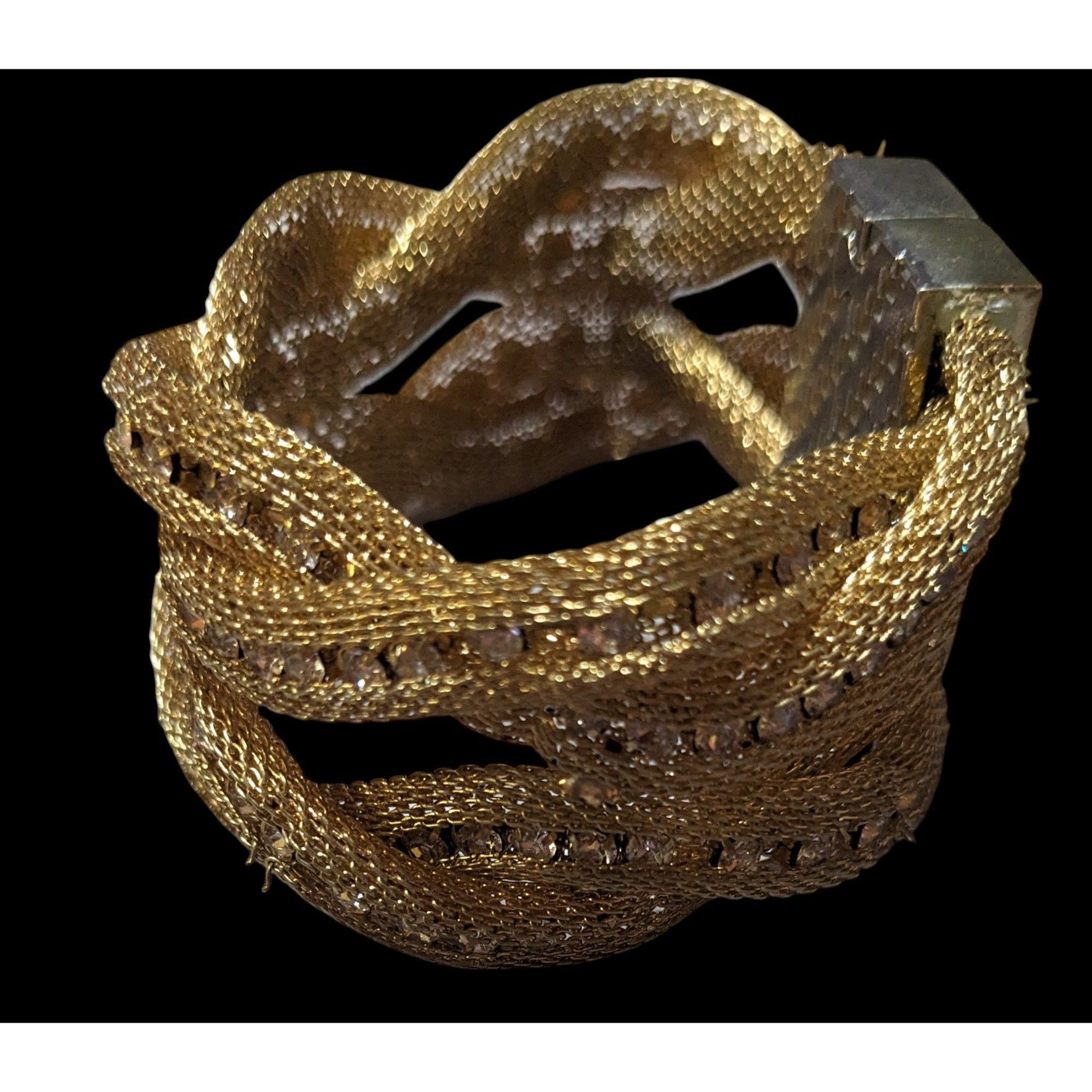 Other Vintage Gold Tone Mesh And Rhinestone Braided Magnetic Brace Size ONE SIZE - 3 Thumbnail