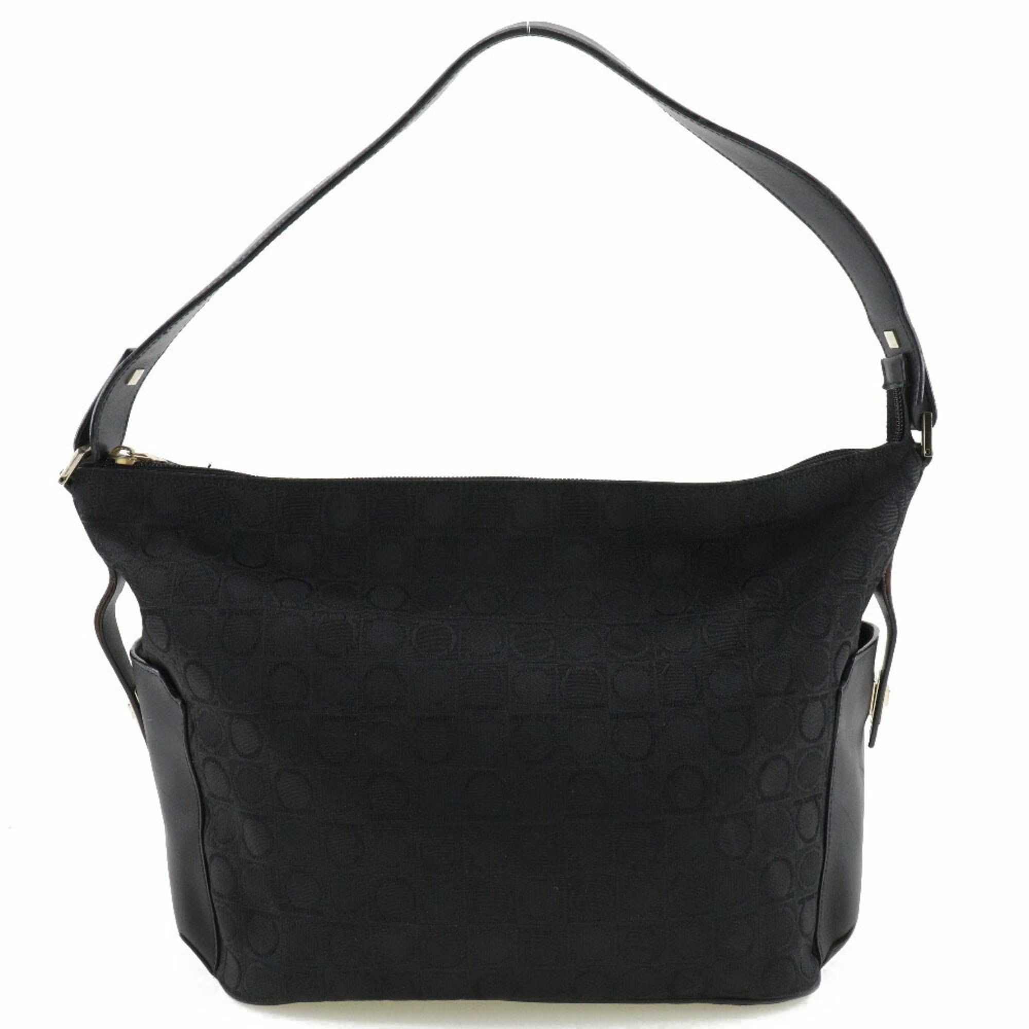 Salvatore Ferragamo One Shoulder Bag Gancini AB-21 2779 Canvas x Leather Black Ladies