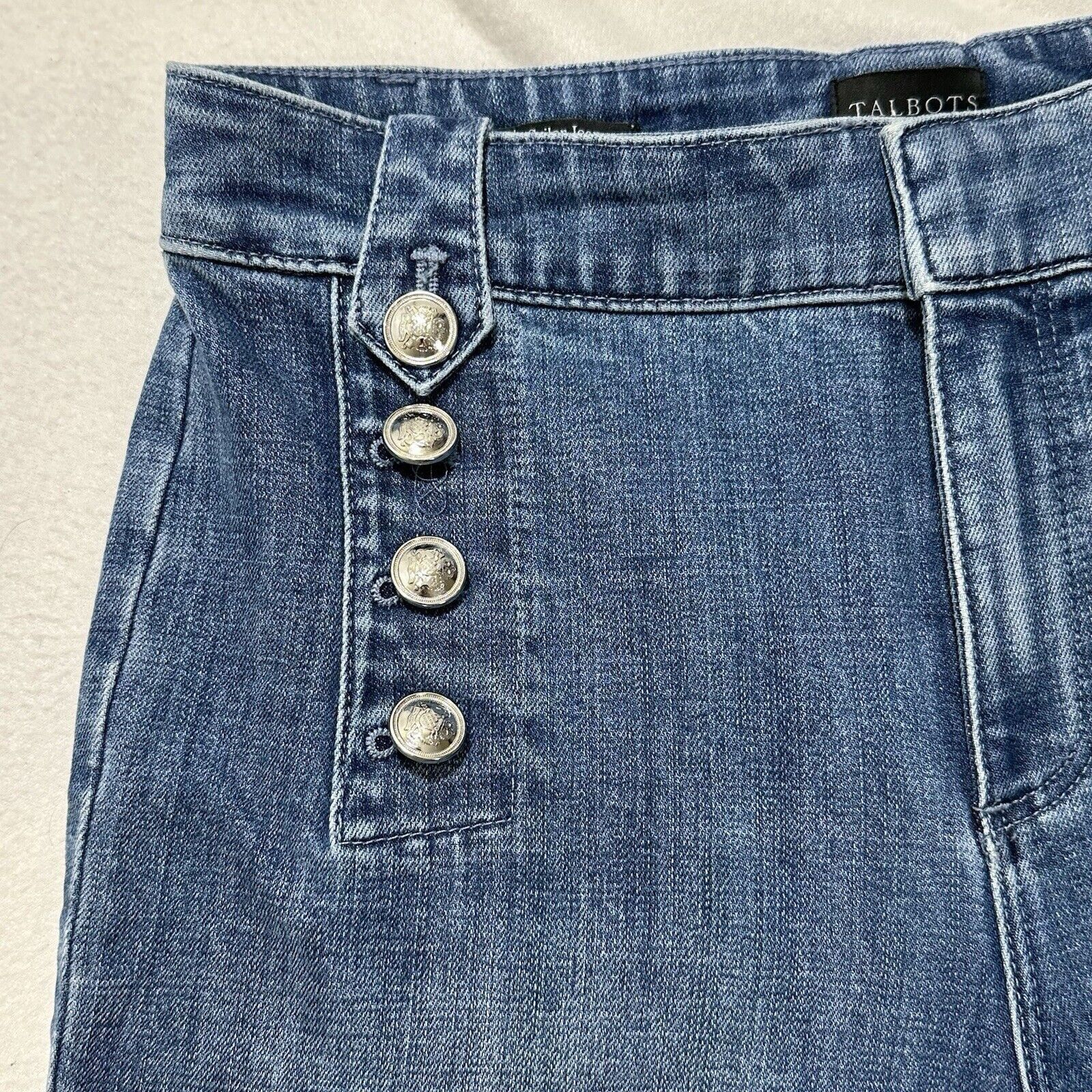 Other Talbots Sailor 6P Capri Blue Jeans 22" Inseam Silver Buttons Size 28" / US 6 / IT 42 - 4 Thumbnail