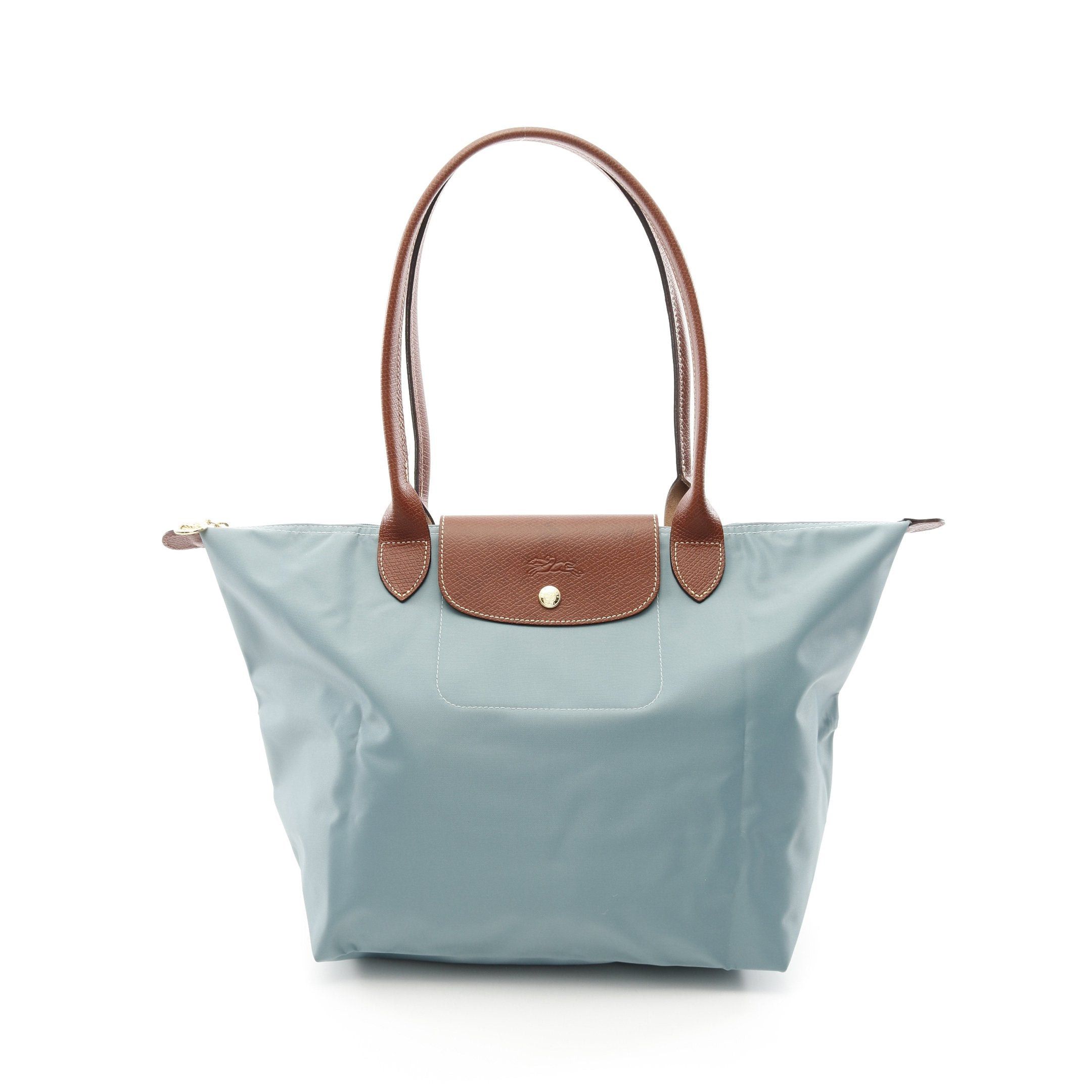 Longchamp Le Preage Original L Shoulder Bag Tote Nylon Leather Blue Green Brown, Women's