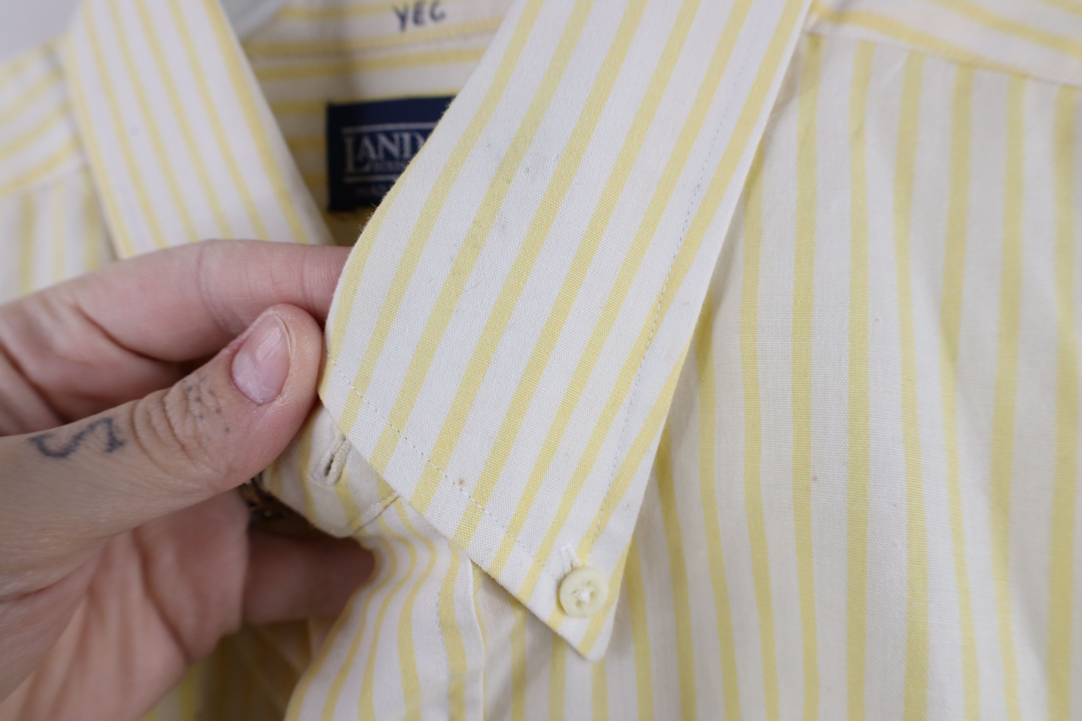 Lands' End × Vintage Vintage 90s Lands End Collared Button Down Shirt Yellow Size US M / EU 48-50 / 2 - 11 Thumbnail