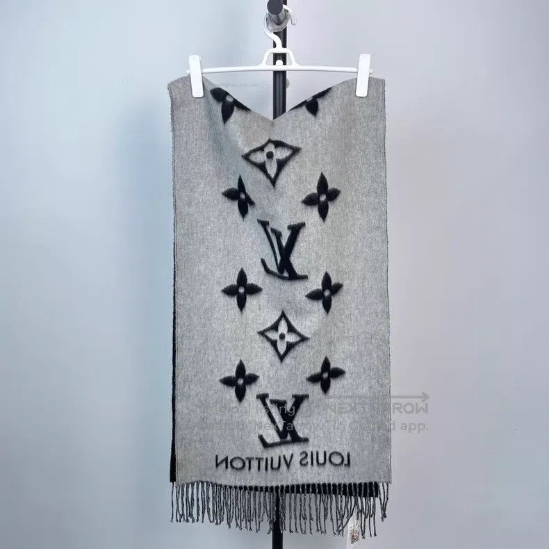 Louis Vuitton Louis Vuitton Black and grey full-print cashmere double-si Size ONE SIZE - 6 Thumbnail