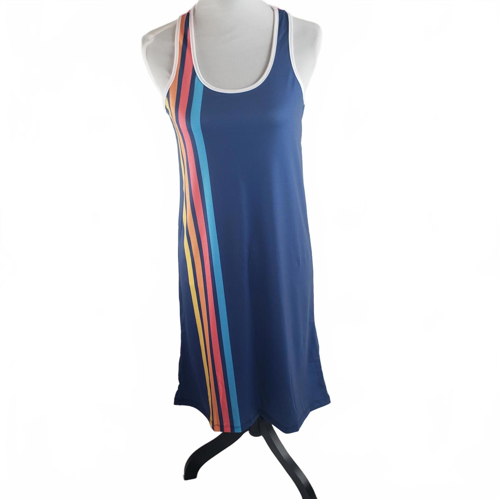 Designer Vibrant Style Striped Racerback Tank Dress OOAK Size L / US 10 / IT 46 - 1 Thumbnail