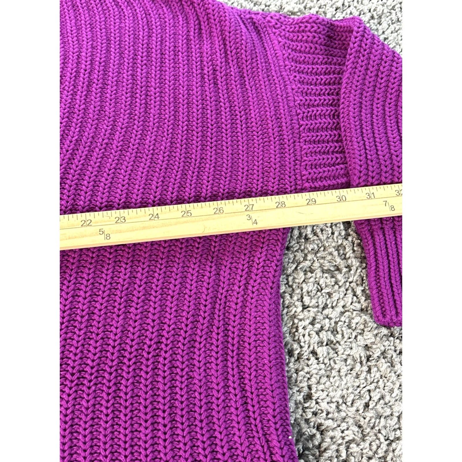 Ralph Lauren Lauren Ralph Vneck Sweater Womens Purple Chunky Knit Heavyweight Size XXL / US 16-18 / IT 52-54 - 3 Thumbnail