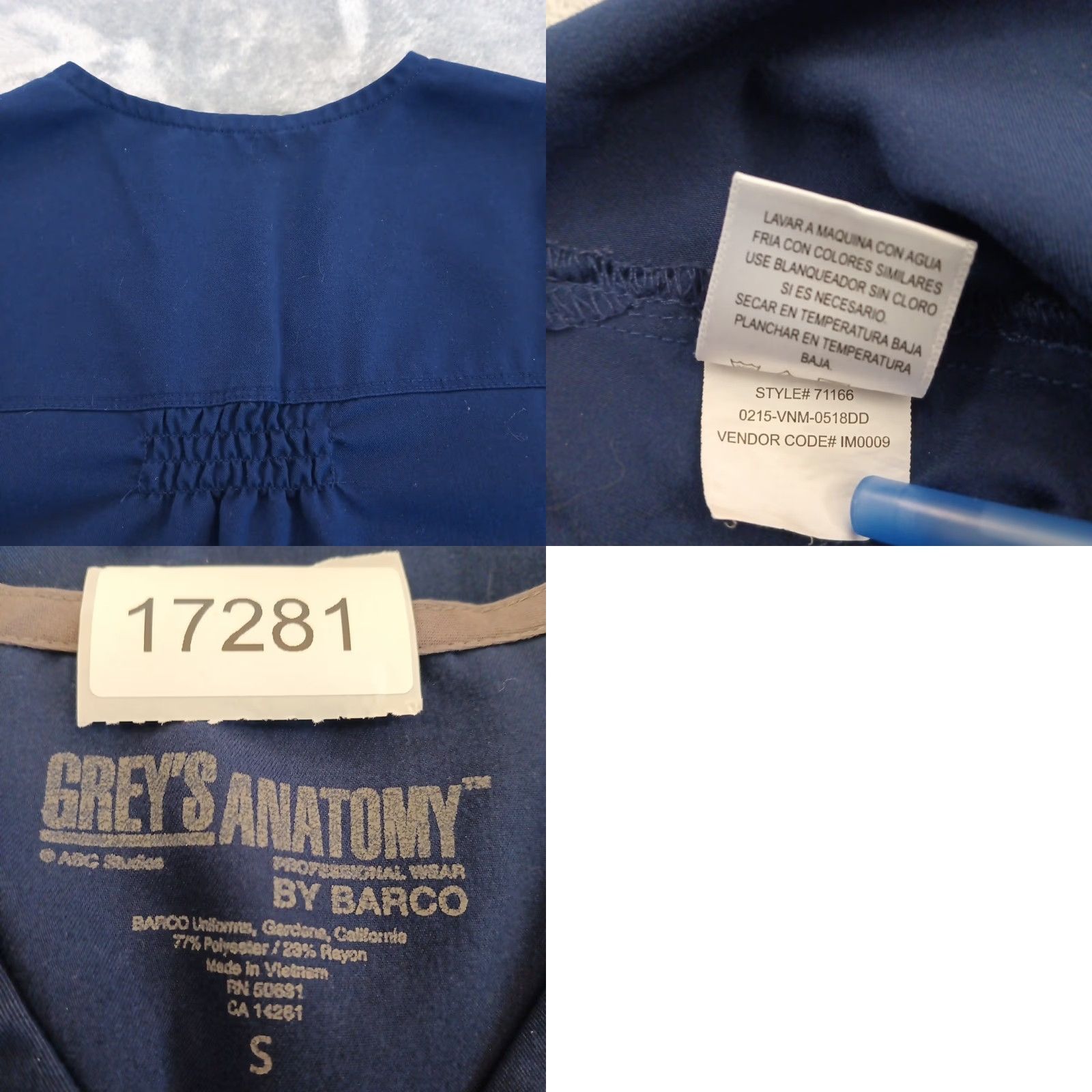 Vintage Grey's Anatomy Scrub Top Womens Small Blue Short Sleeve Style# 71166 VS Solid Polyester Vietnam Women S Blue Scrub Top 71166 Size S / US 4 / IT 40 - 8 Thumbnail