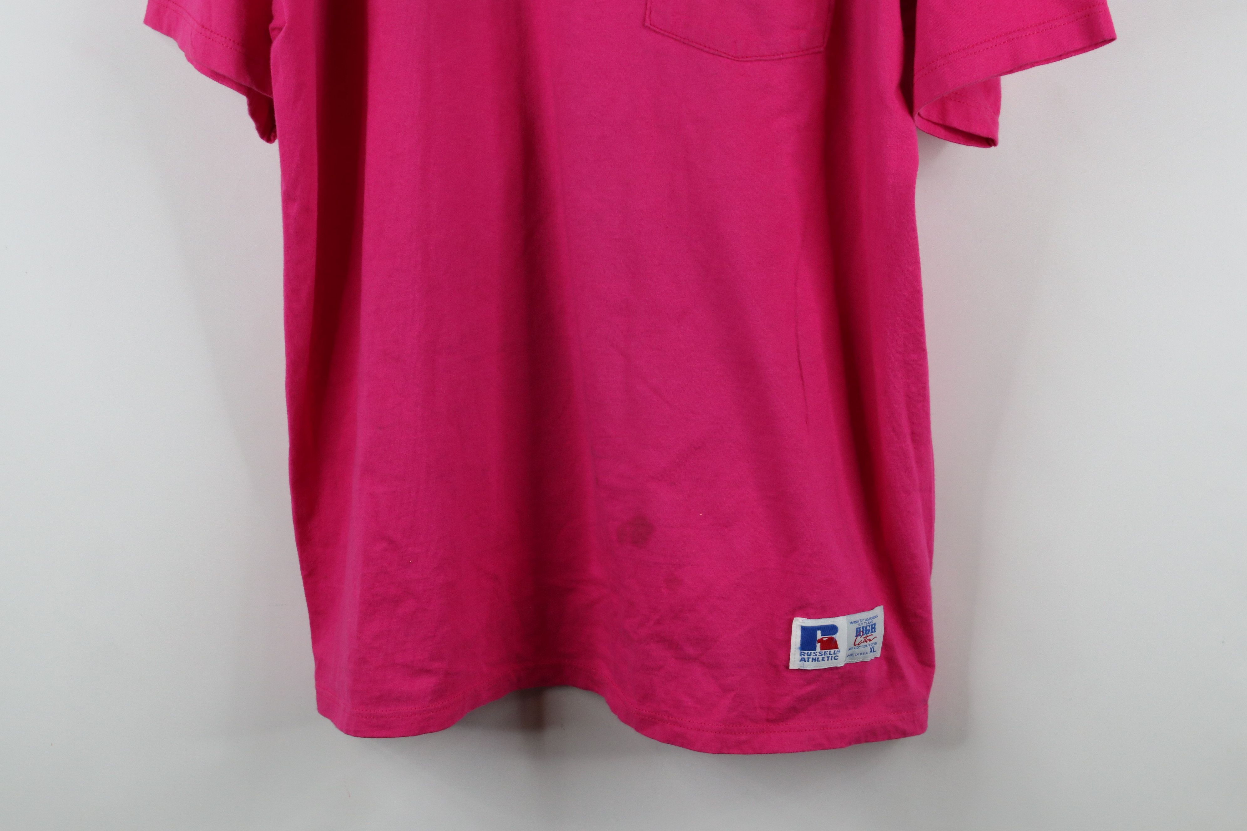 Russell Athletic × Vintage Vintage 90s Russell Athletic Blank Cotton T-Shirt Pink USA Size US L / EU 52-54 / 3 - 3 Thumbnail