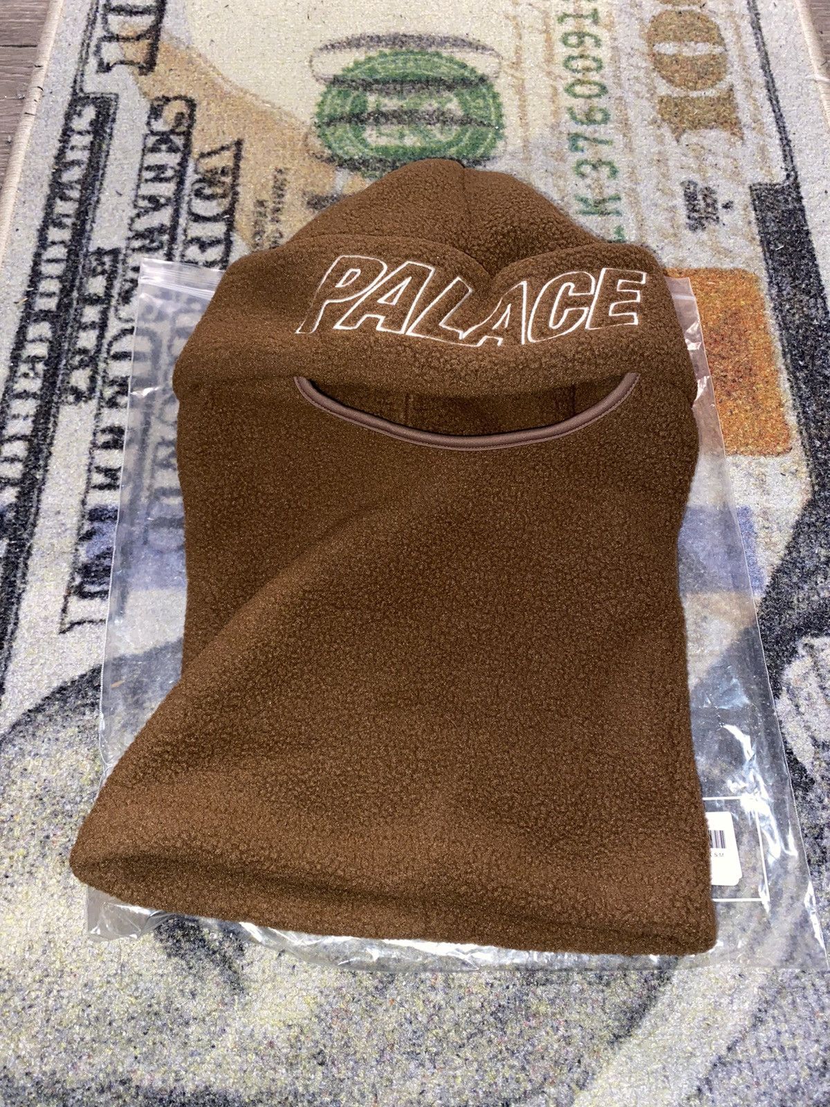 image of Palace Fleece Face Warmer Beanie in Brown, Men's