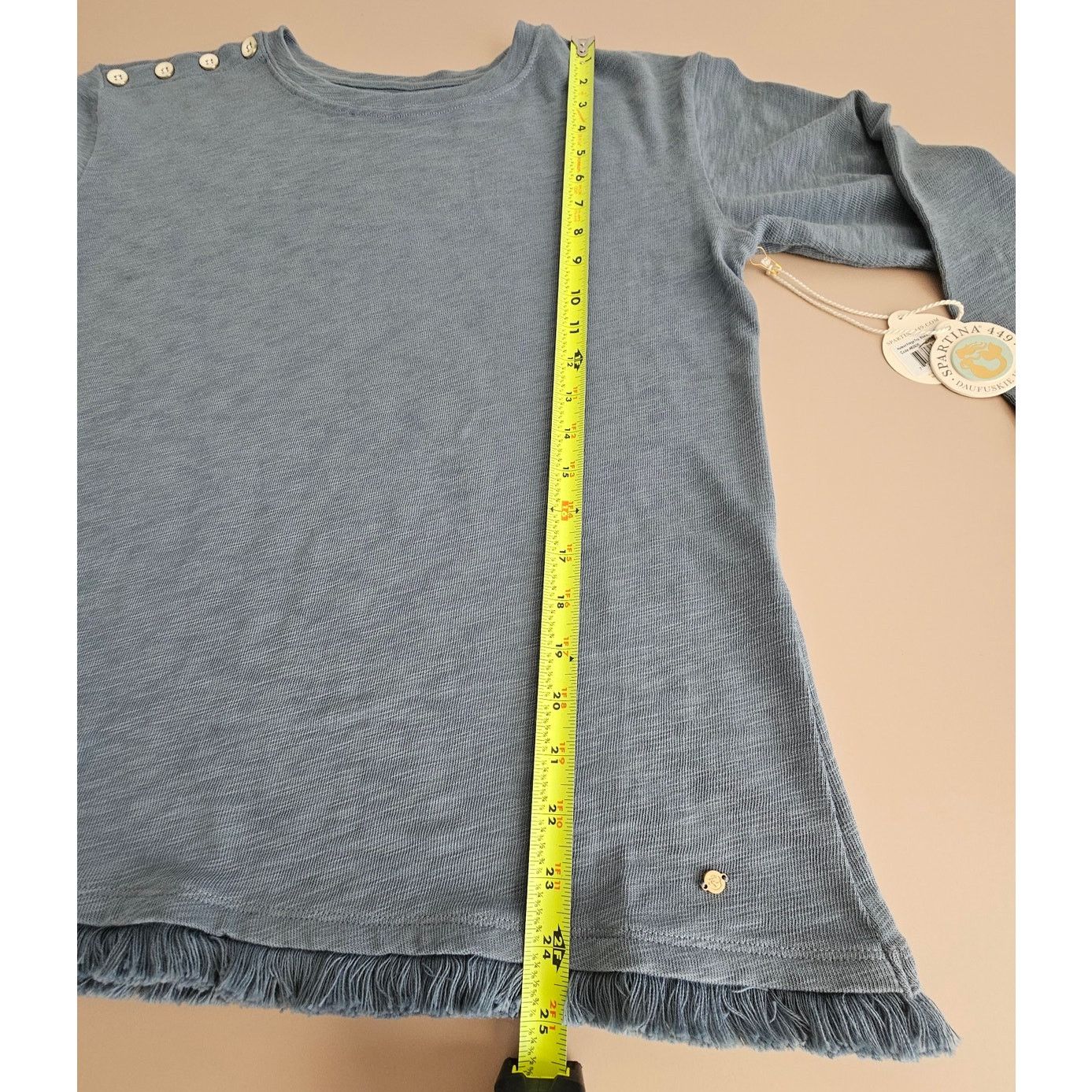 & Other Stories Spartina 449 Hudson Fringe Blue Cotton Sweater Knit Top M Size M / US 6-8 / IT 42-44 - 6 Thumbnail