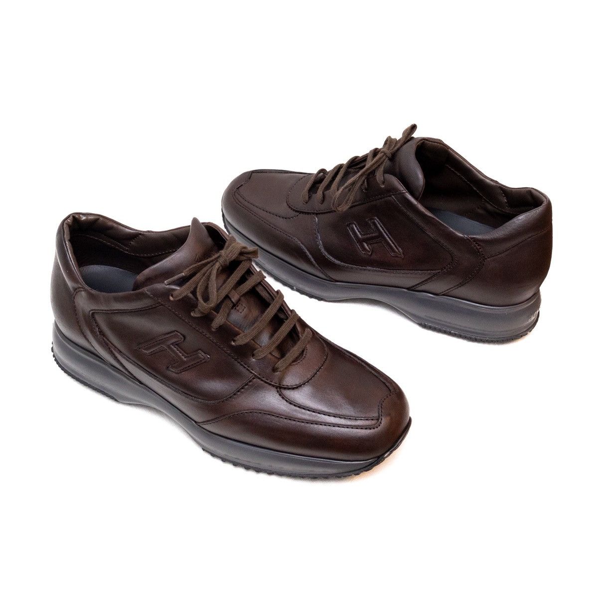 Hogan Hogan Interactive Men’s Brown Leather Sneakers – Size US 10 Size US 10 / EU 43 - 6 Thumbnail